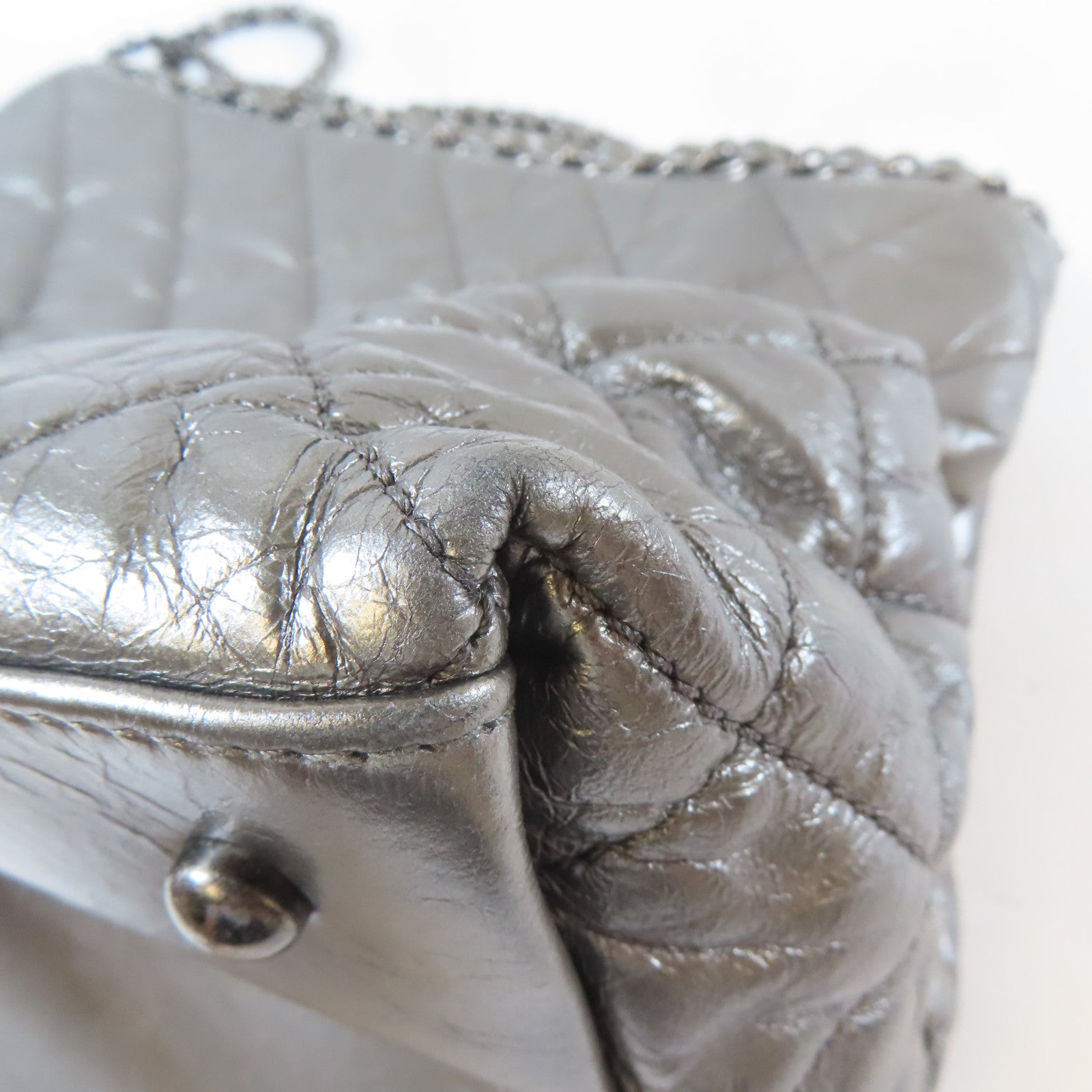 CHANEL 【激減優惠】菱格牛皮皮革Chain Shoulder Bag銀扣肩背袋銀色
