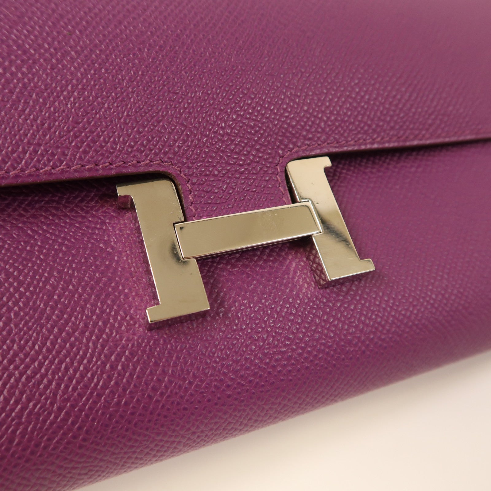 HERMES Epsom皮革Constance Long Wallet銀扣長錢包海葵紫色
