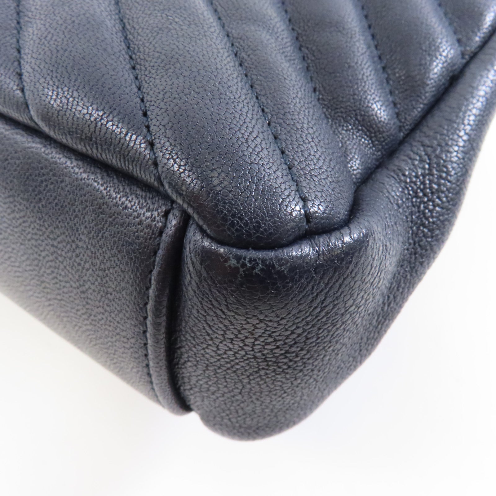 SAINT LAURENT 牛皮皮革2 Way Shoulder銀扣手挽肩背兩用袋深藍色