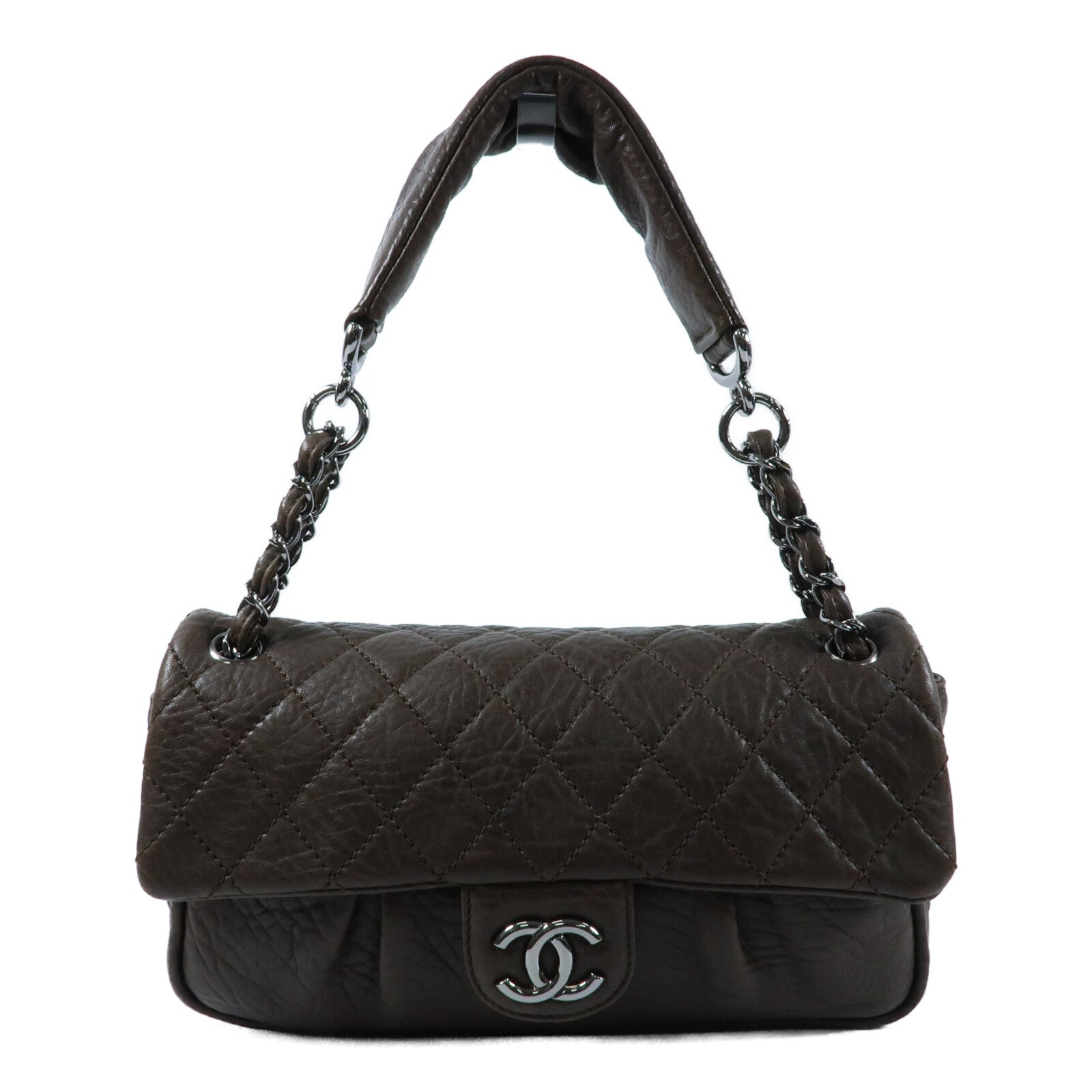 CHANEL 牛皮皮革Shoulder Bag銀扣鏈帶肩背袋