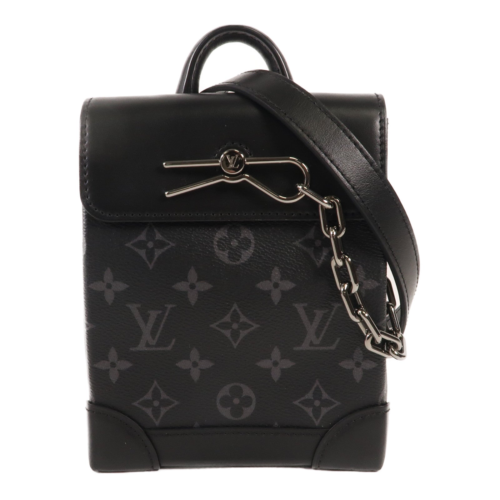 LOUIS VUITTON Monogram-Eclipse Nano Steamer銀扣肩背袋