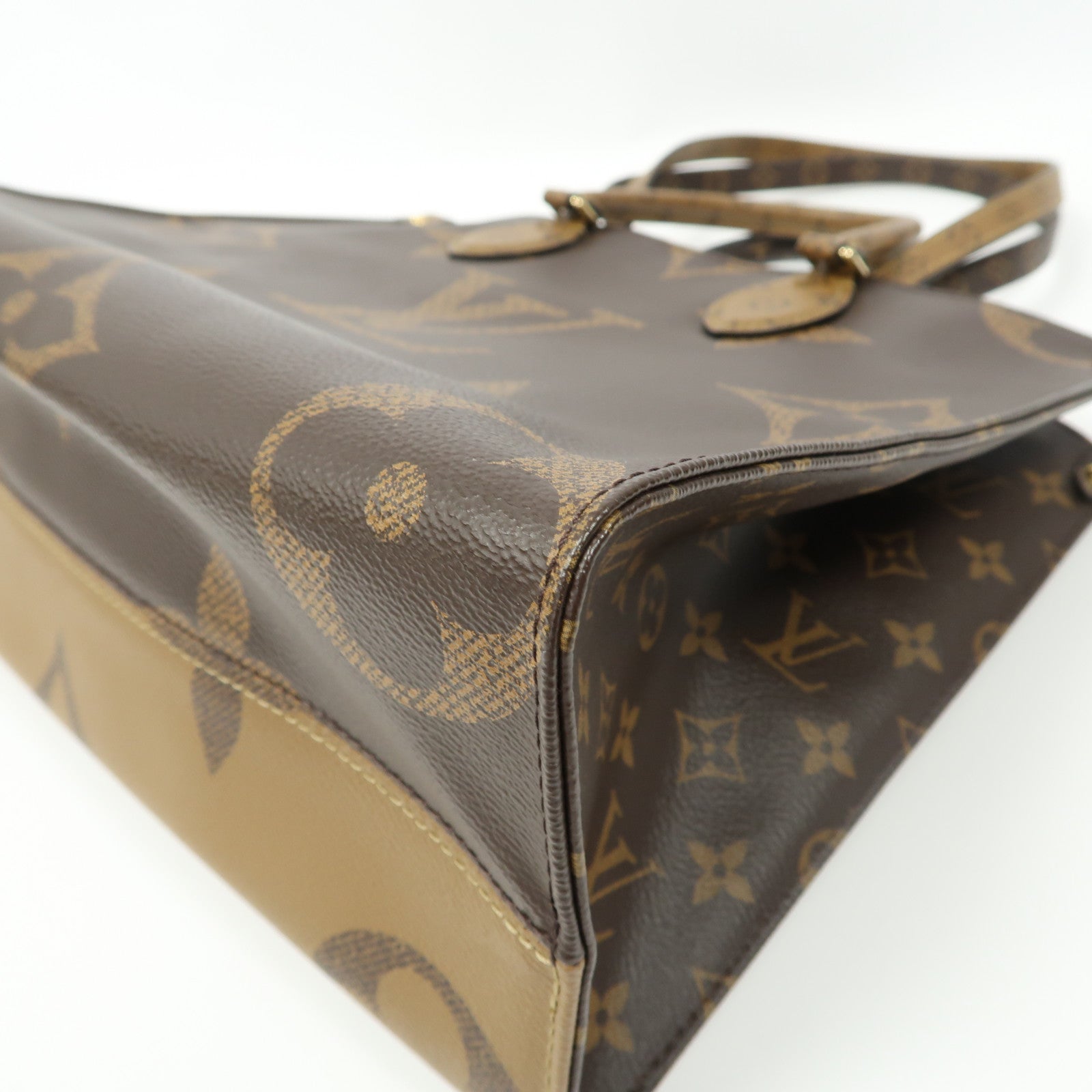 LOUIS VUITTON Monogram On The Go MM金扣手挽肩背兩用袋啡色
