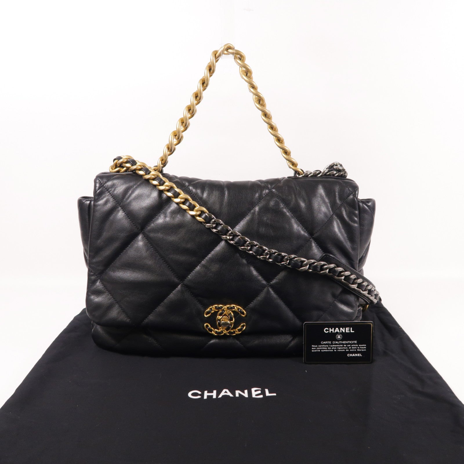 CHANEL 羊皮皮革C19 Large手挽肩背兩用袋