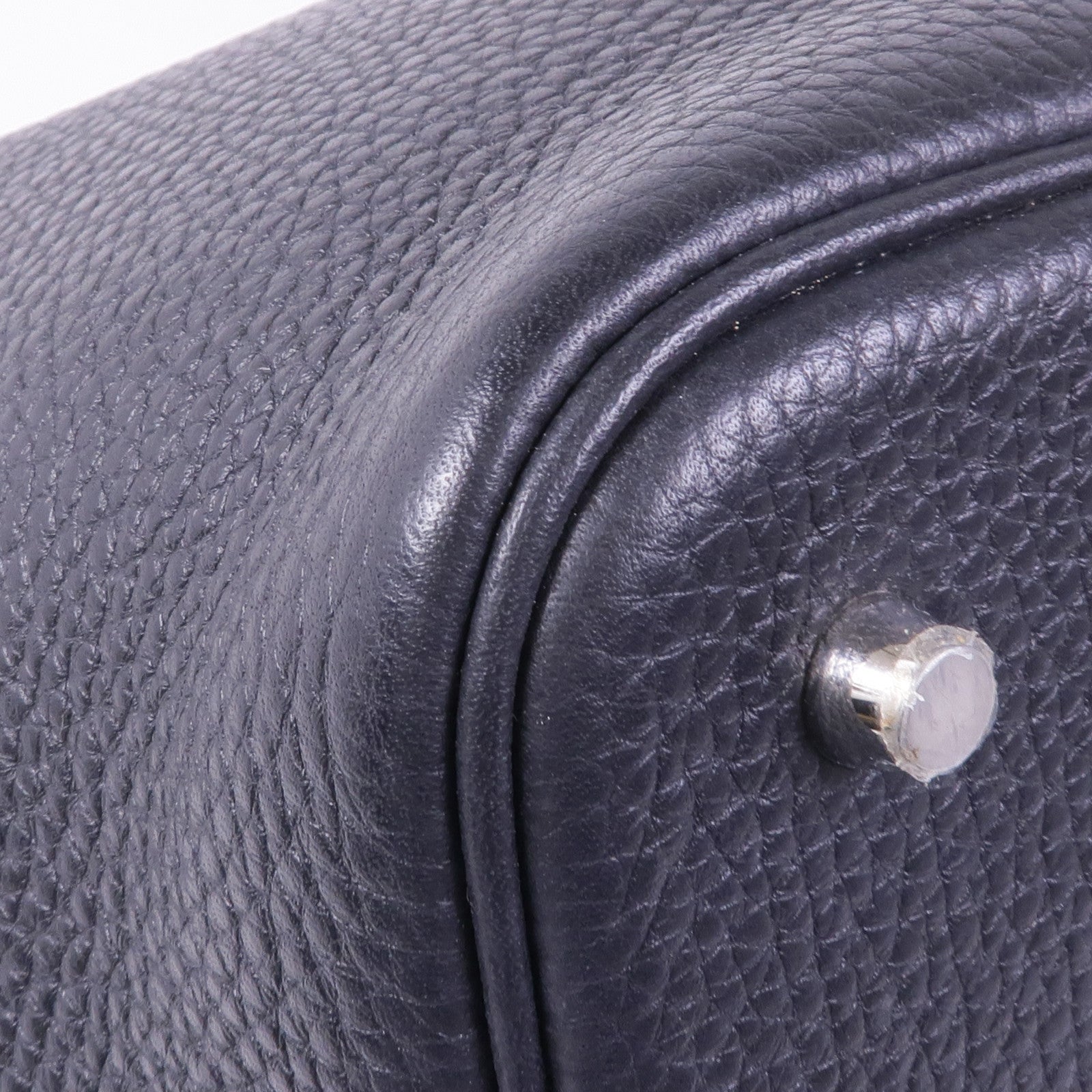 HERMES Clemence皮革Picotin MM銀扣手挽袋89 Noir