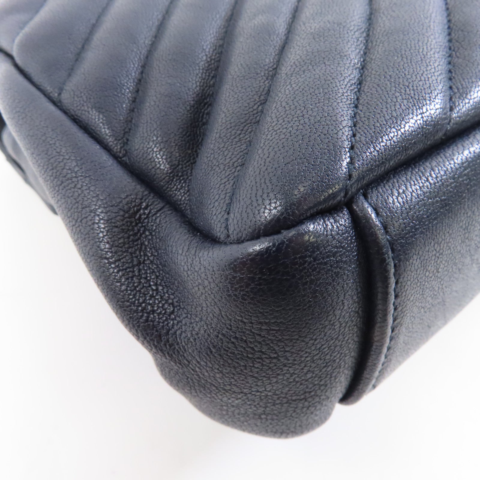 SAINT LAURENT 牛皮皮革2 Way Shoulder銀扣手挽肩背兩用袋深藍色