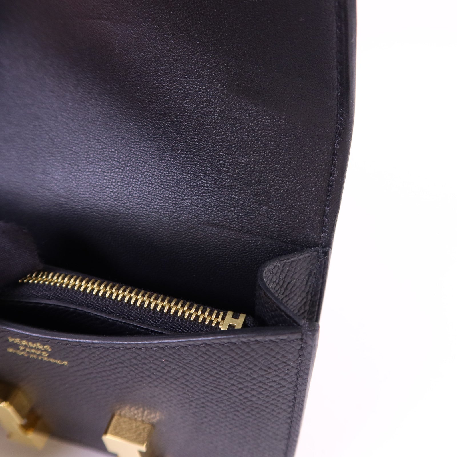HERMES Epsom皮革Constance Slim金扣錢包Noir