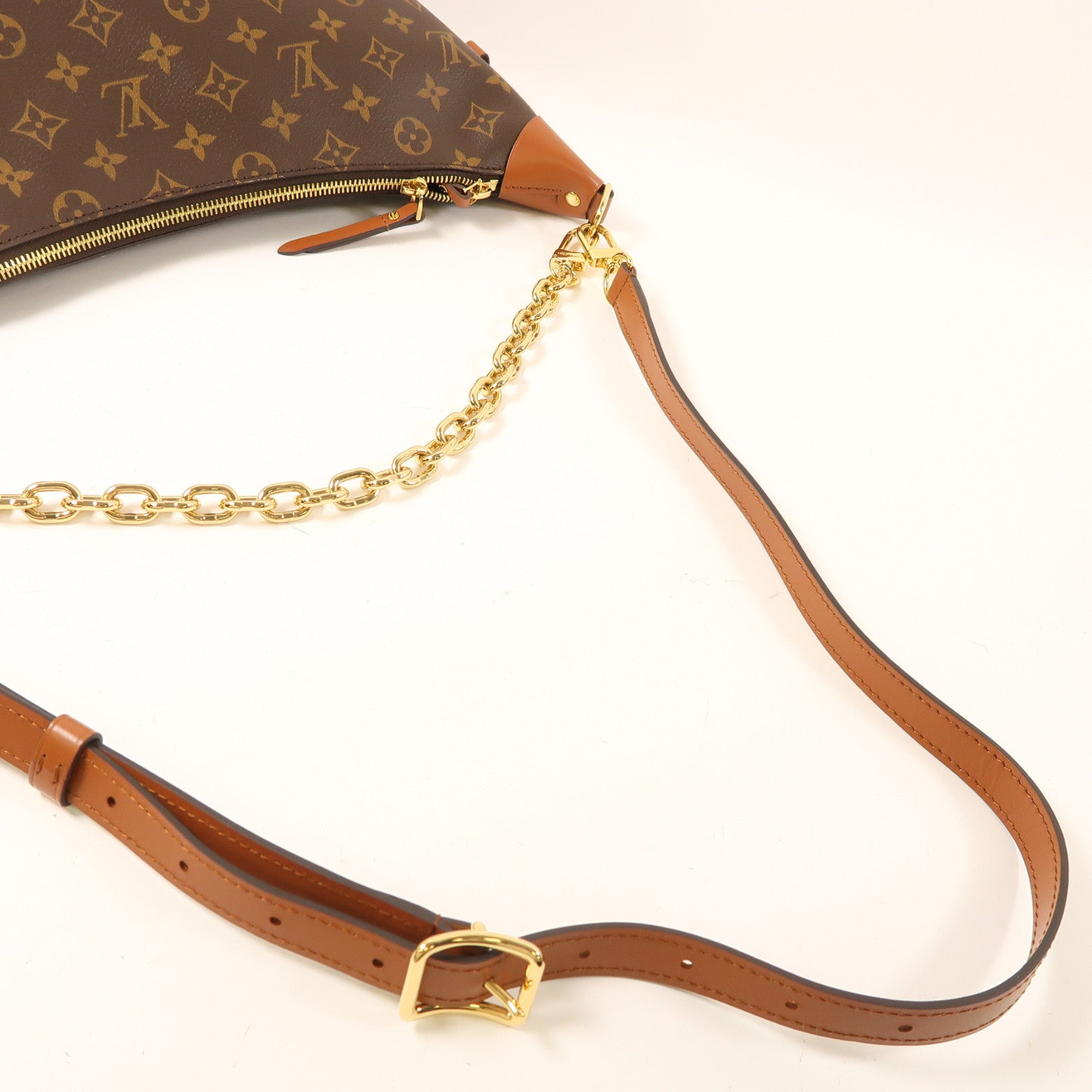 LOUIS VUITTON Monogram Reverse Loop Hobo金扣手挽肩背兩用袋棕色