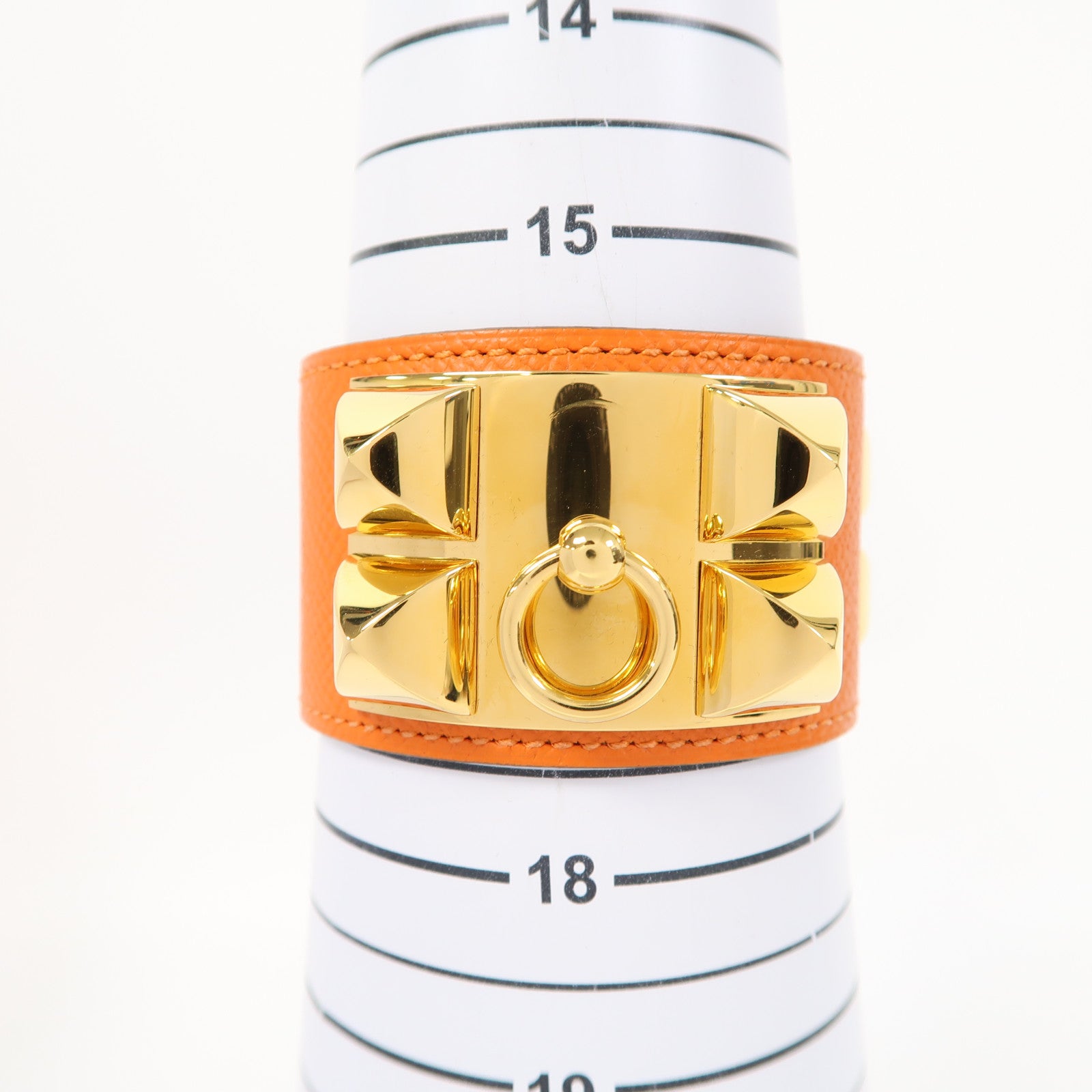 HERMES Epsom皮革Collier de Chien Bracelet手鐲橙色