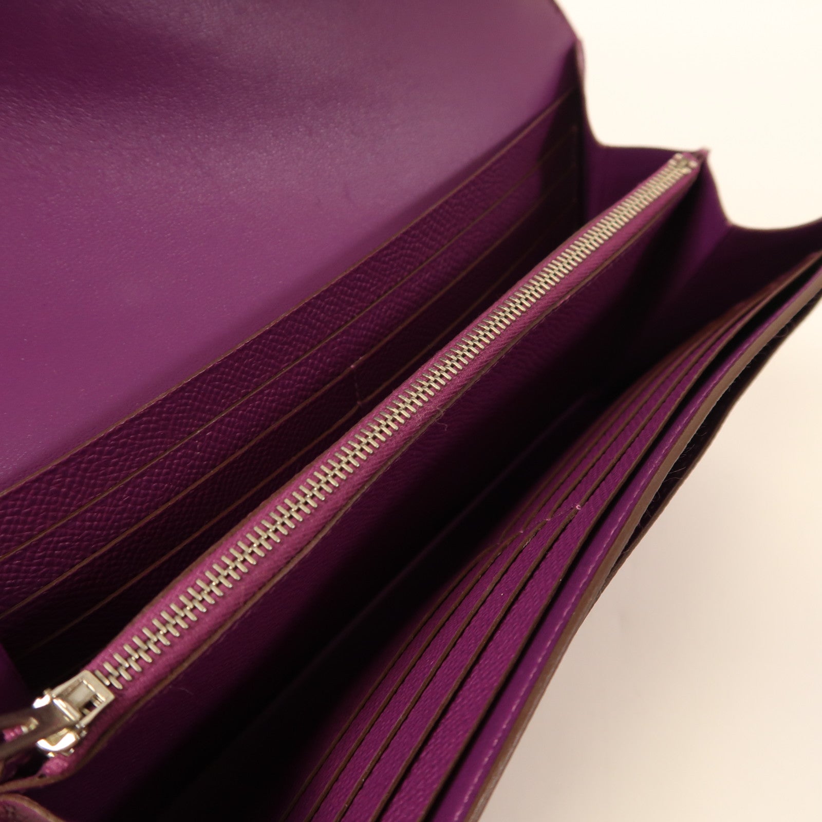 HERMES Epsom皮革Constance Long Wallet銀扣長錢包海葵紫色