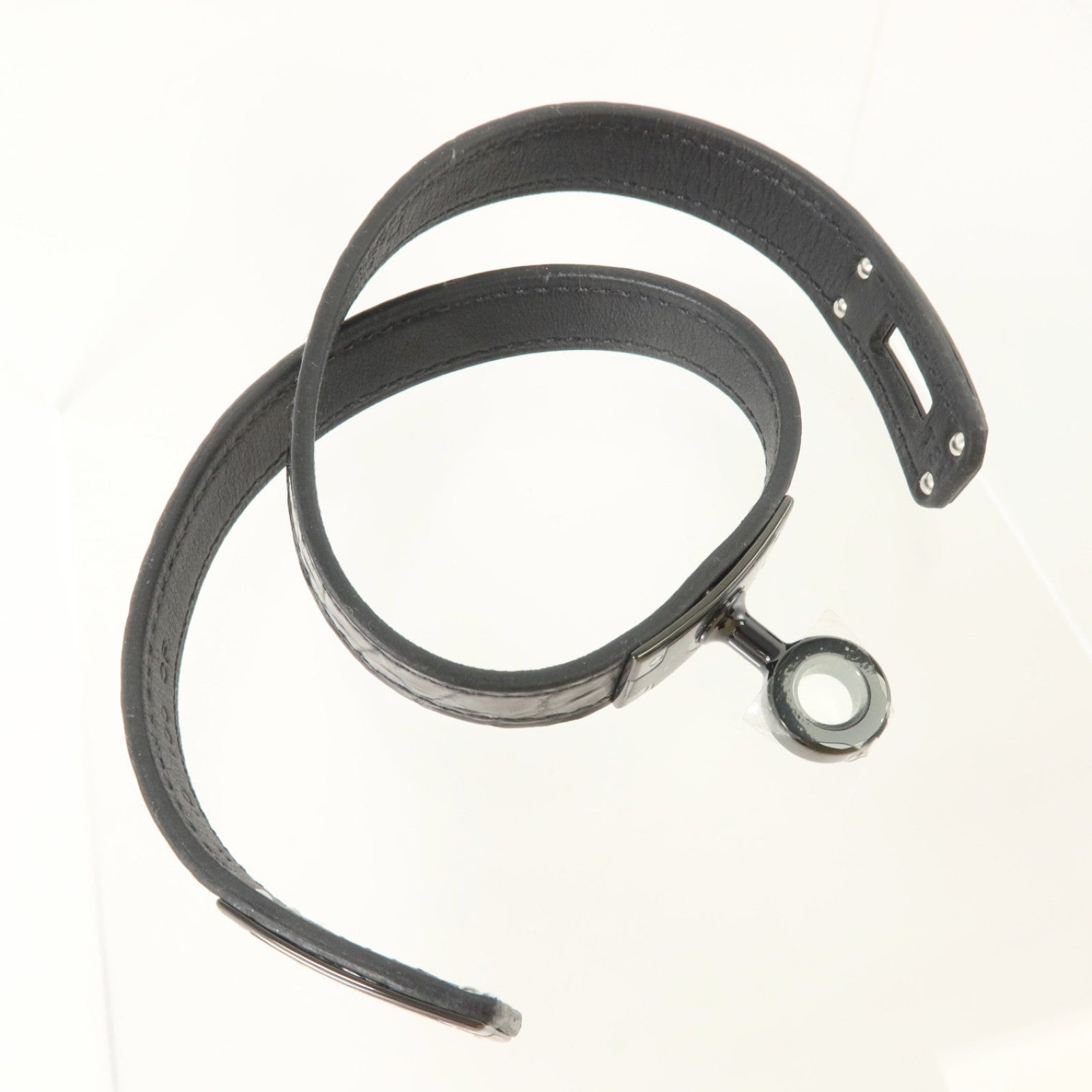 HERMES Alligator皮革Kelly Double Tour So Black Bracelet手鏈