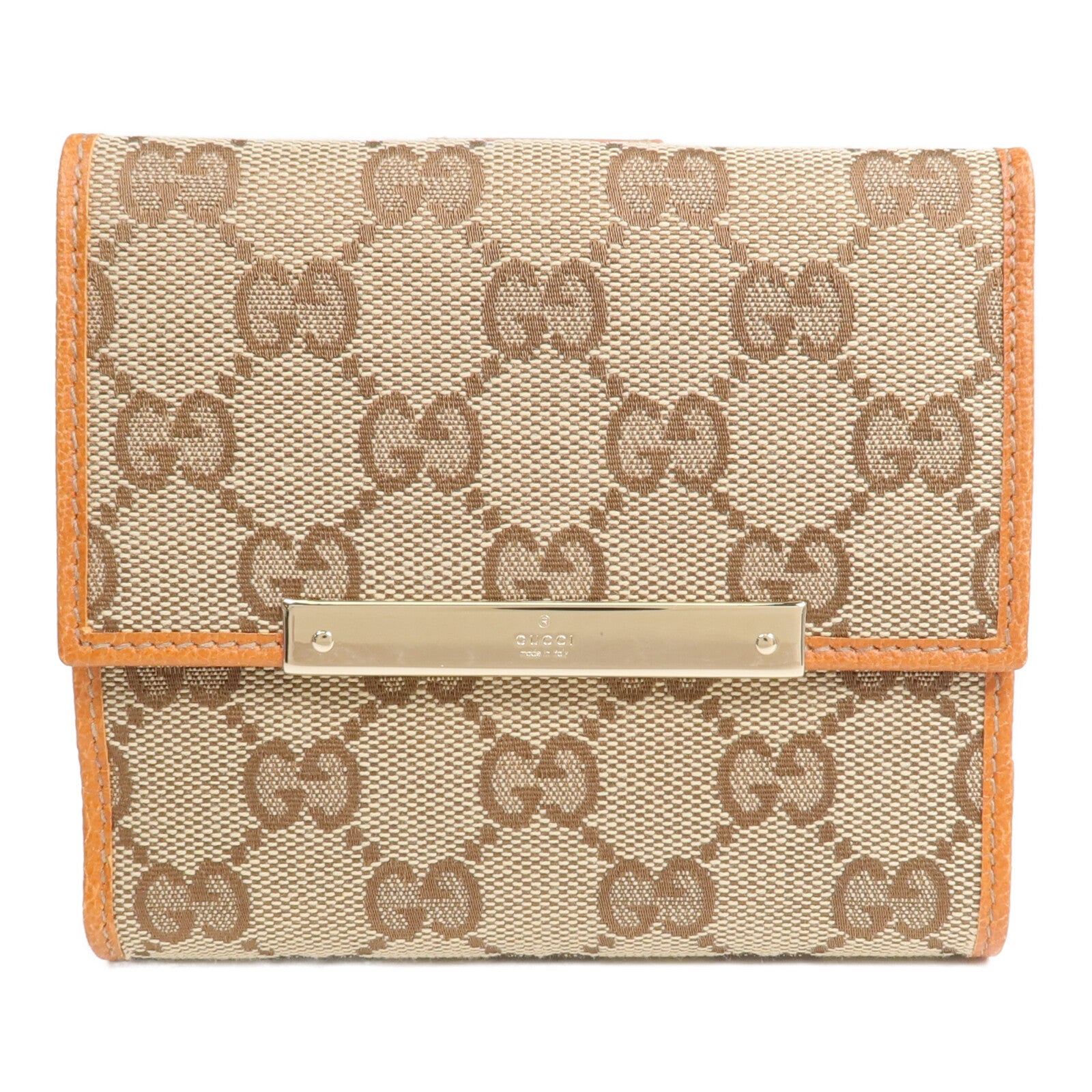 GUCCI 帆布/皮革Wallet金扣錢包