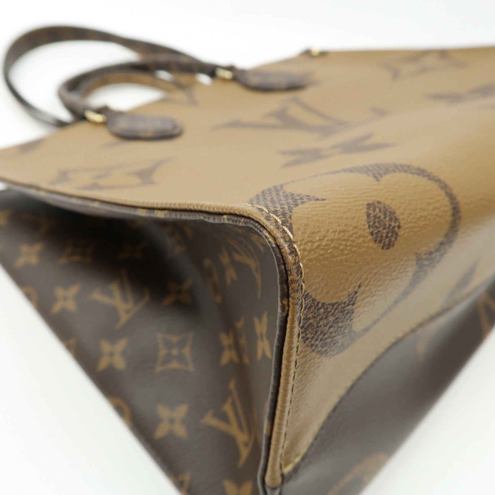 LOUIS VUITTON Monogram On The Go MM金扣手挽肩背兩用袋啡色