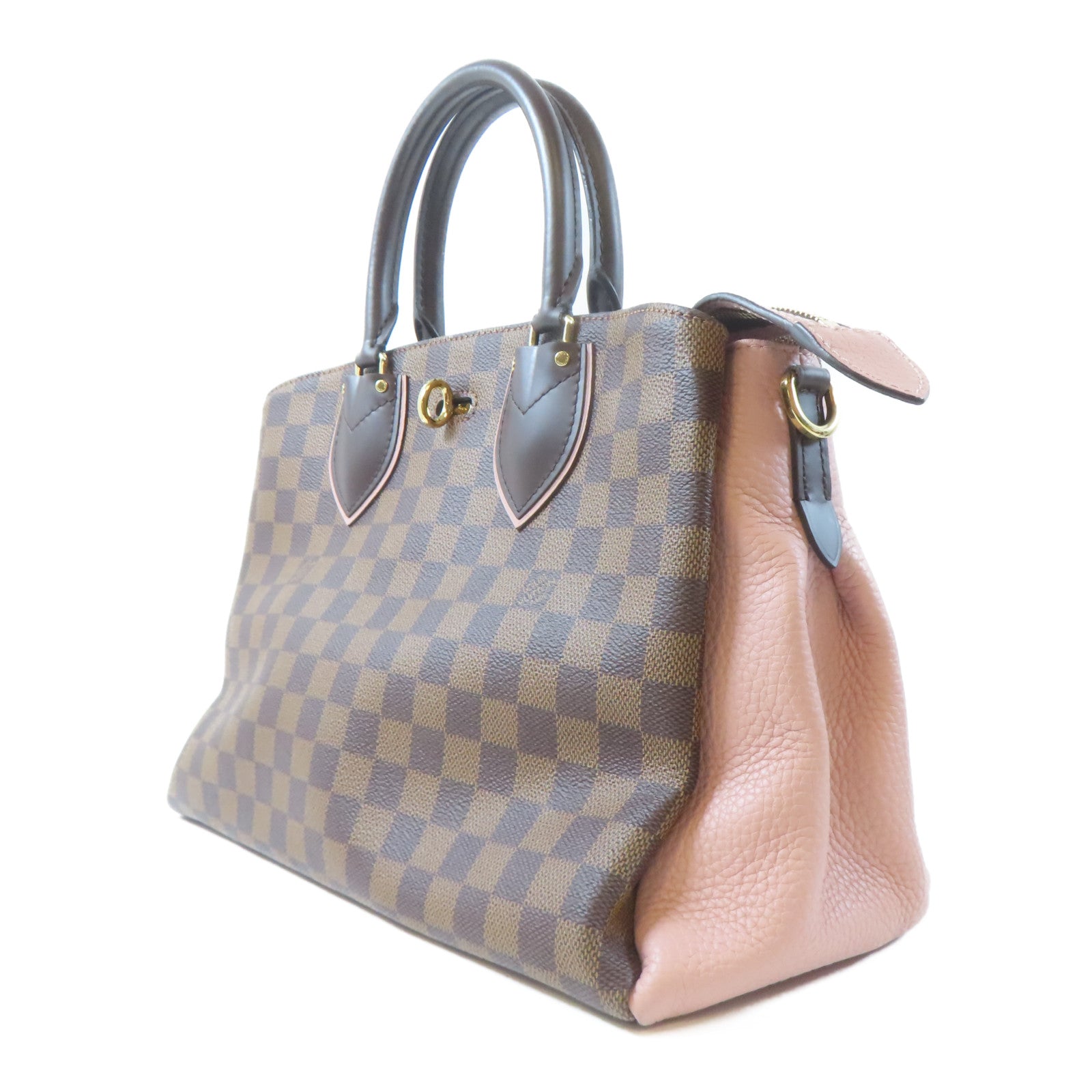 LOUIS VUITTON 【激減優惠】Damier Normandy金扣手挽肩背兩用袋啡色/粉紅色