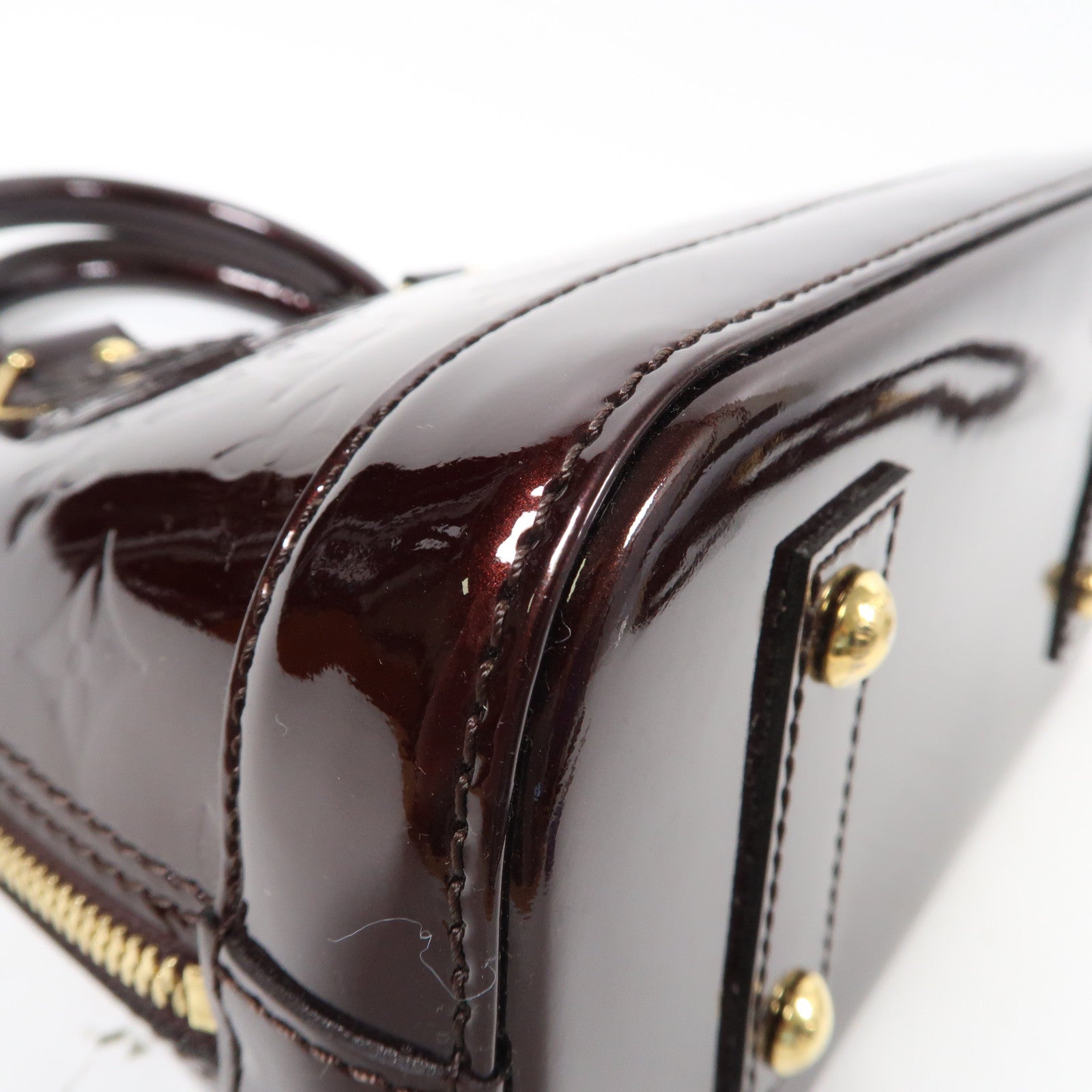 LOUIS VUITTON Vernis Alma BB金扣手挽肩背兩用袋酒紅色