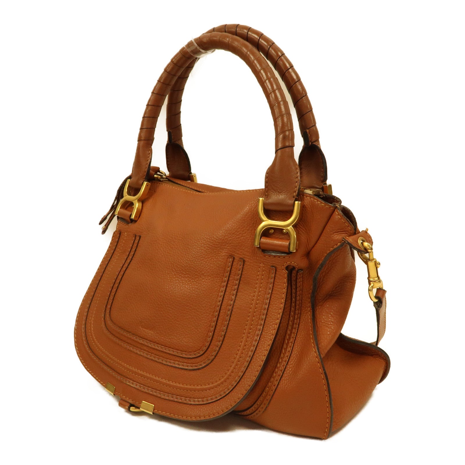 Chloe 牛皮皮革Shoulder Bag金扣肩背袋啡色