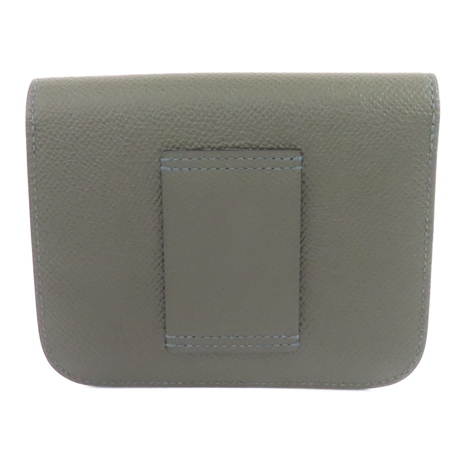 HERMES Epsom皮革Constance Slim錢包Vert Gris/深綠色