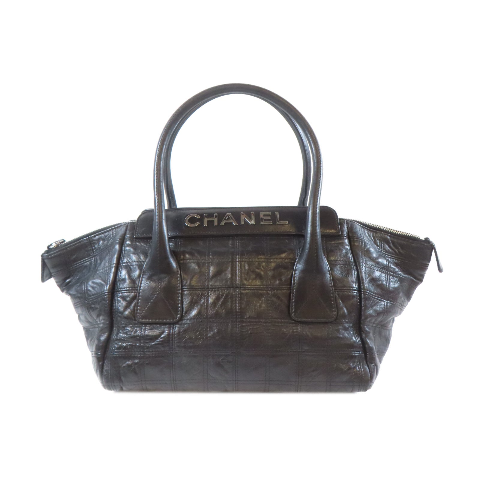 CHANEL 【激減優惠】牛皮皮革Tote Bag銀扣手挽袋黑色