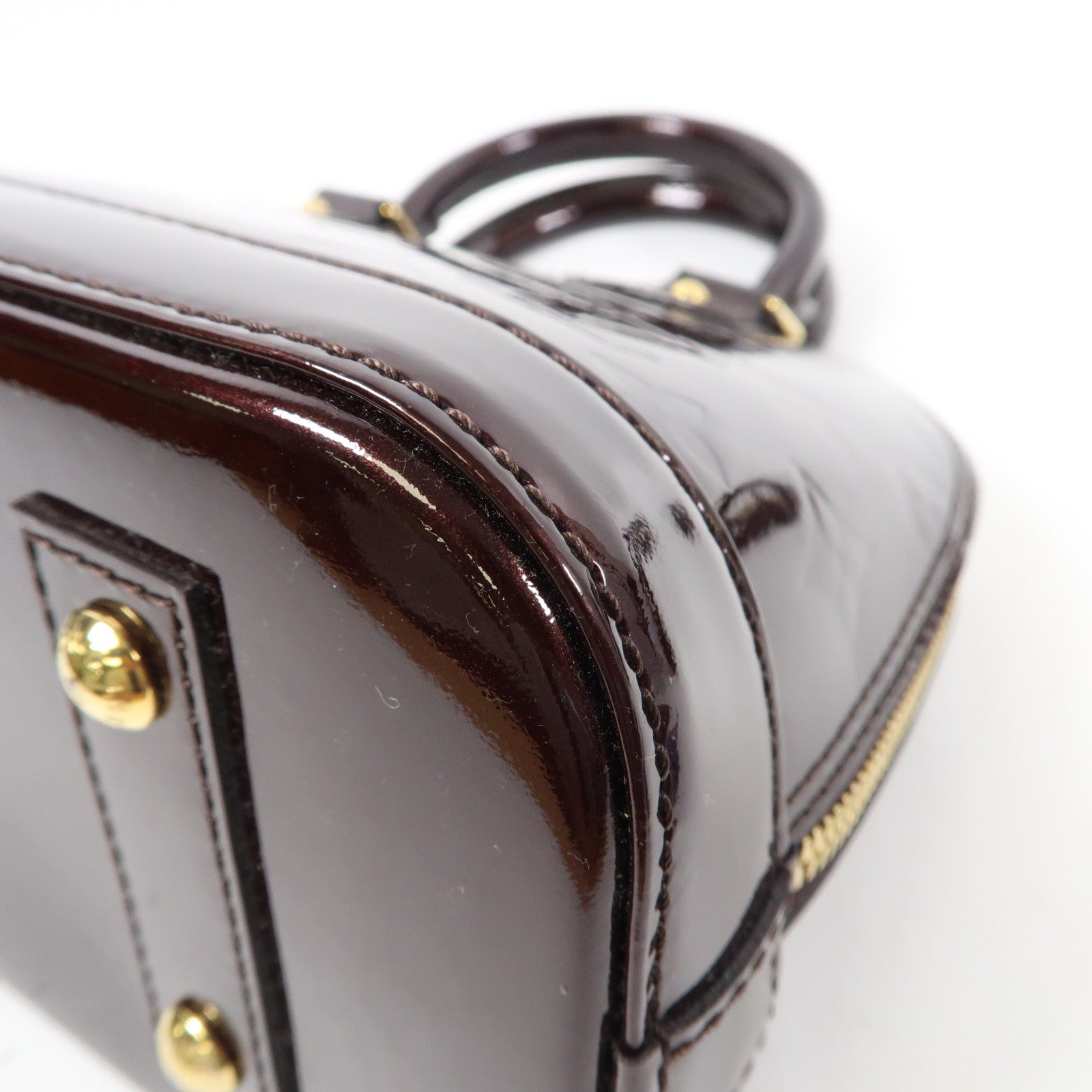 LOUIS VUITTON Vernis Alma BB金扣手挽肩背兩用袋酒紅色