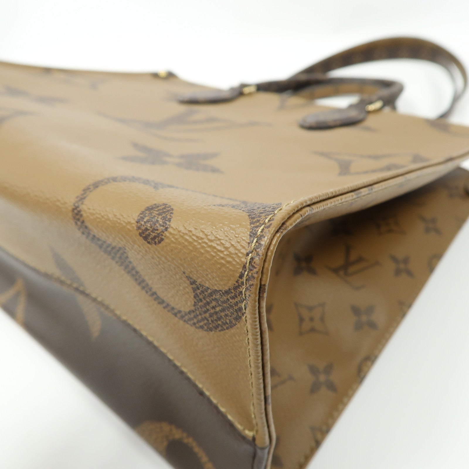 LOUIS VUITTON Monogram On The Go MM金扣手挽肩背兩用袋啡色