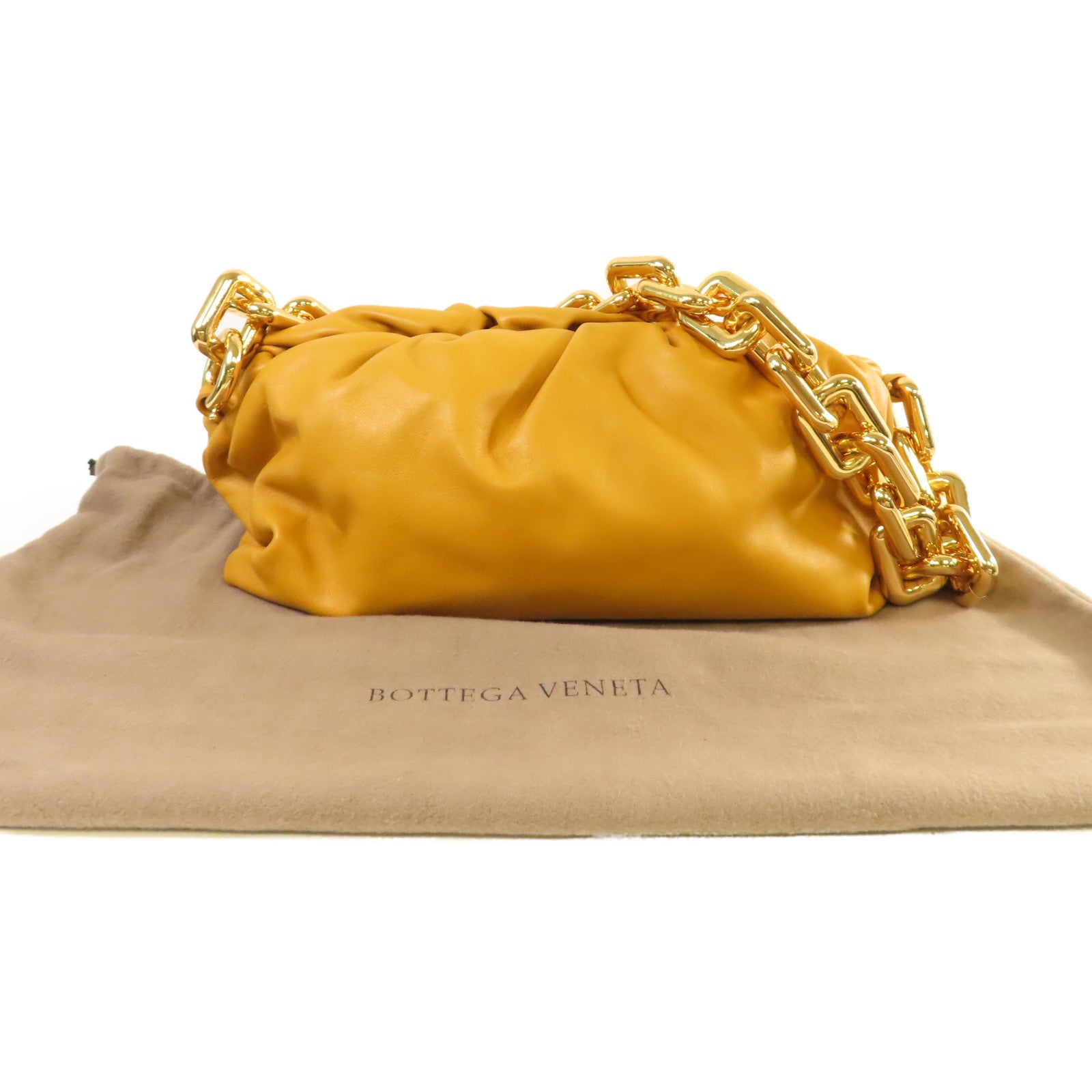 BOTTEGA VENETA 【激減優惠】牛皮皮革Chain Shoulder Bag鏈帶肩背袋芥末色