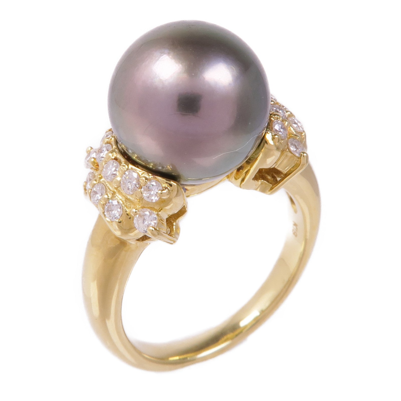 JEWELRY 【激減優惠】18K黃金Pearl Diamond Ring珍珠/鑽石戒指US#6
