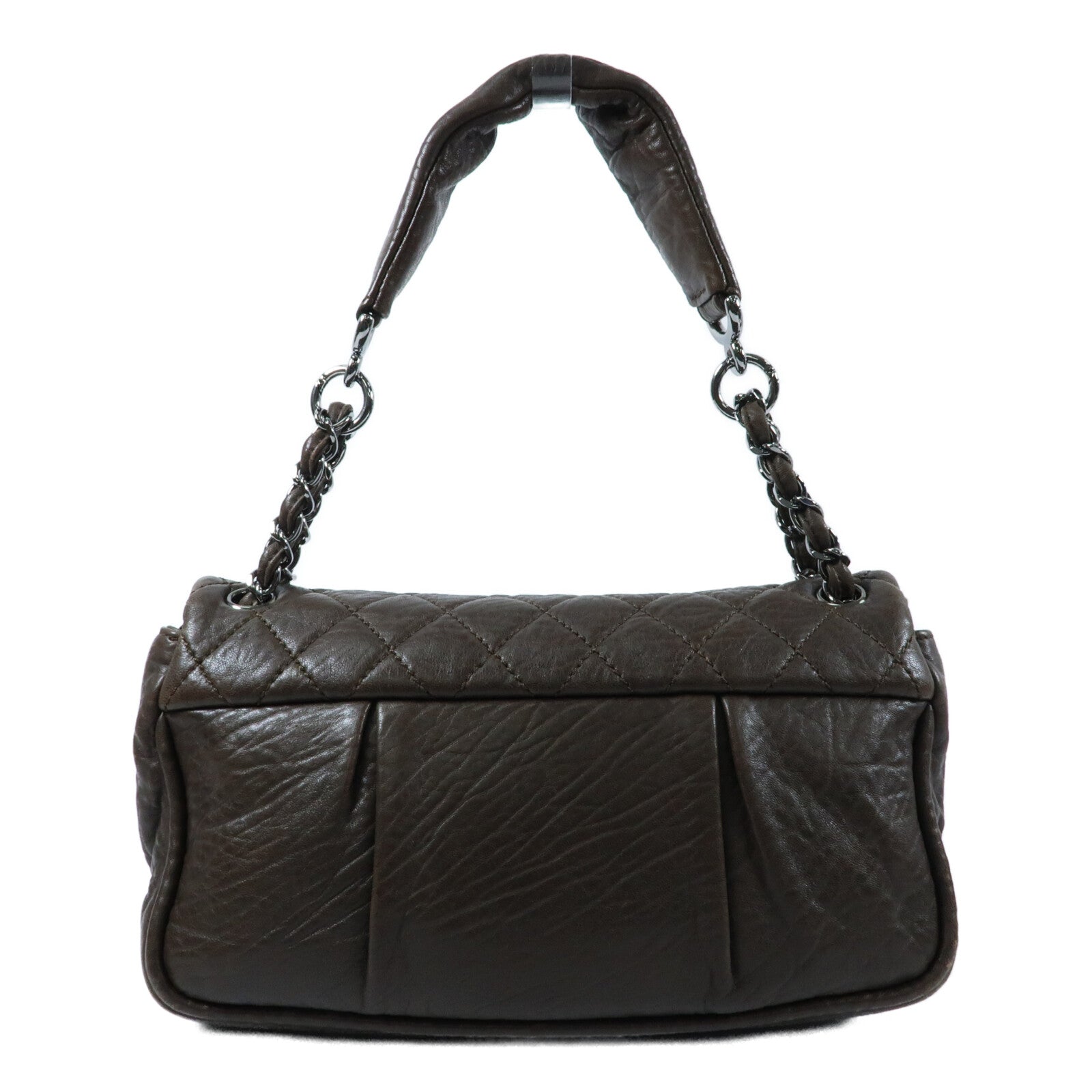 CHANEL 牛皮皮革Shoulder Bag銀扣鏈帶肩背袋