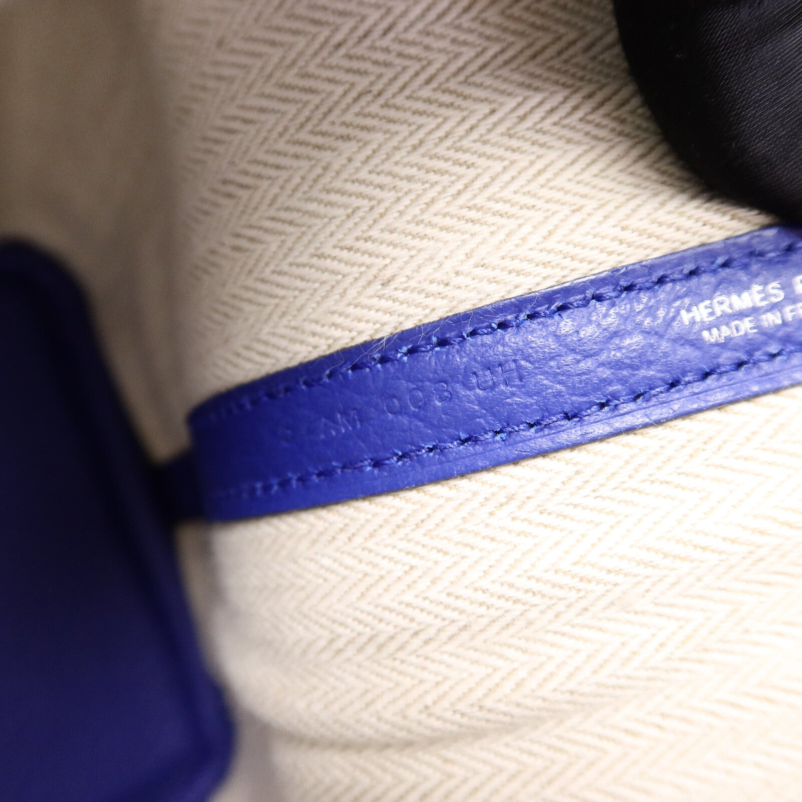 HERMES Clemence皮革Garden Party TPM手挽袋Bleu Electrique