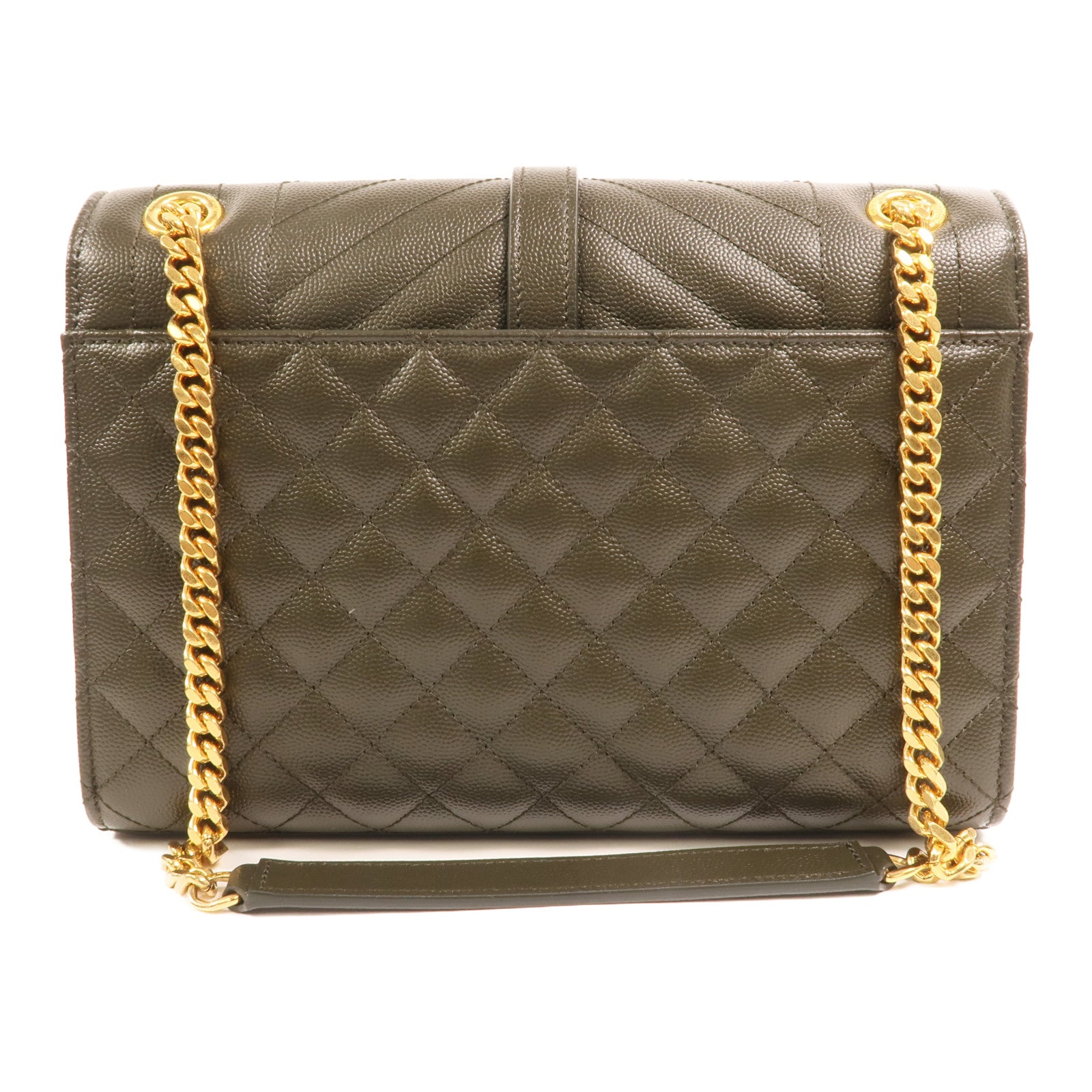 YVES SAINT LAURENT 牛皮皮革Chain Shoulder金扣鏈帶肩背袋