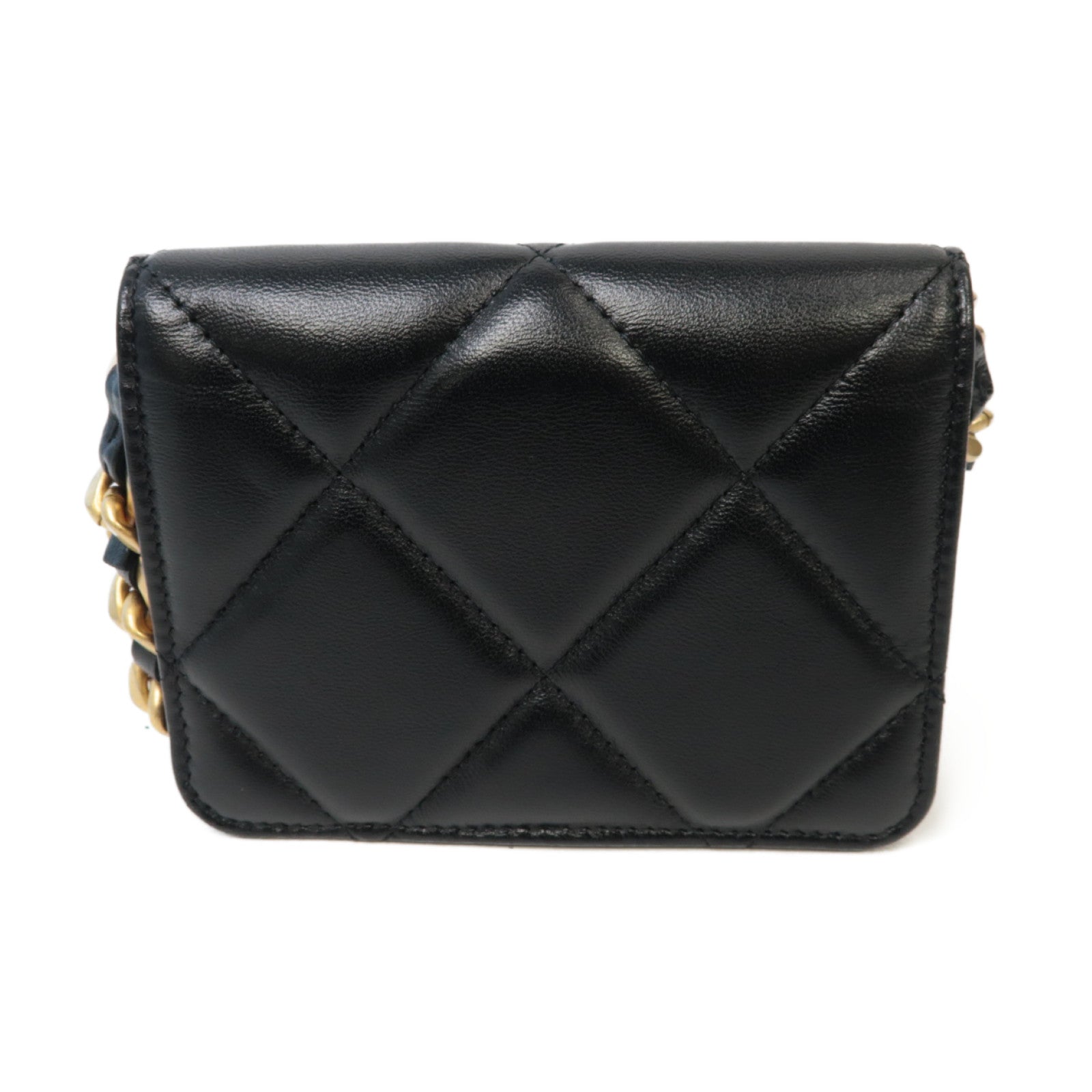CHANEL 【激減優惠】菱格羊皮皮革Chain Shoulder金扣/銀扣鏈帶肩背袋黑色