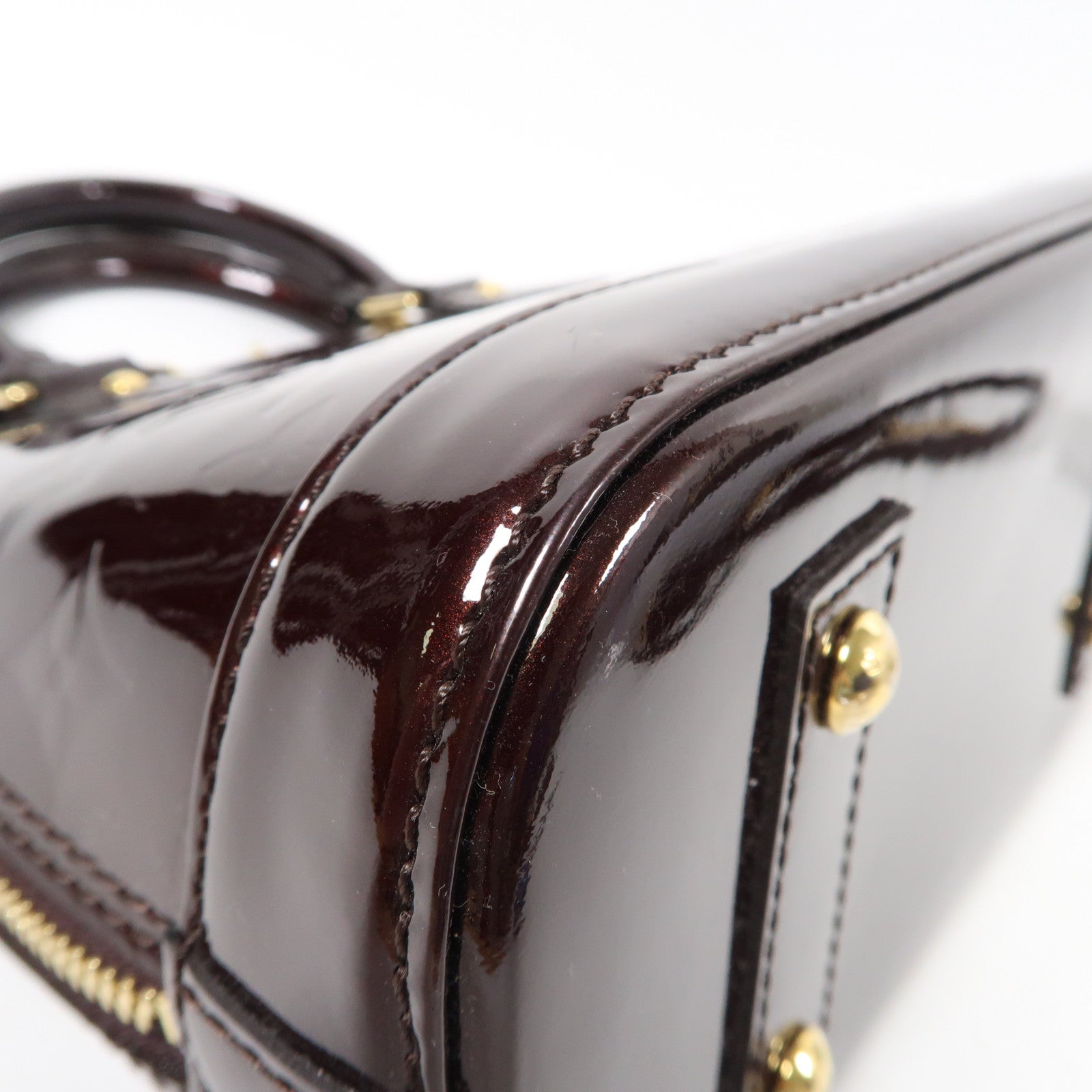 LOUIS VUITTON Vernis Alma BB金扣手挽肩背兩用袋酒紅色