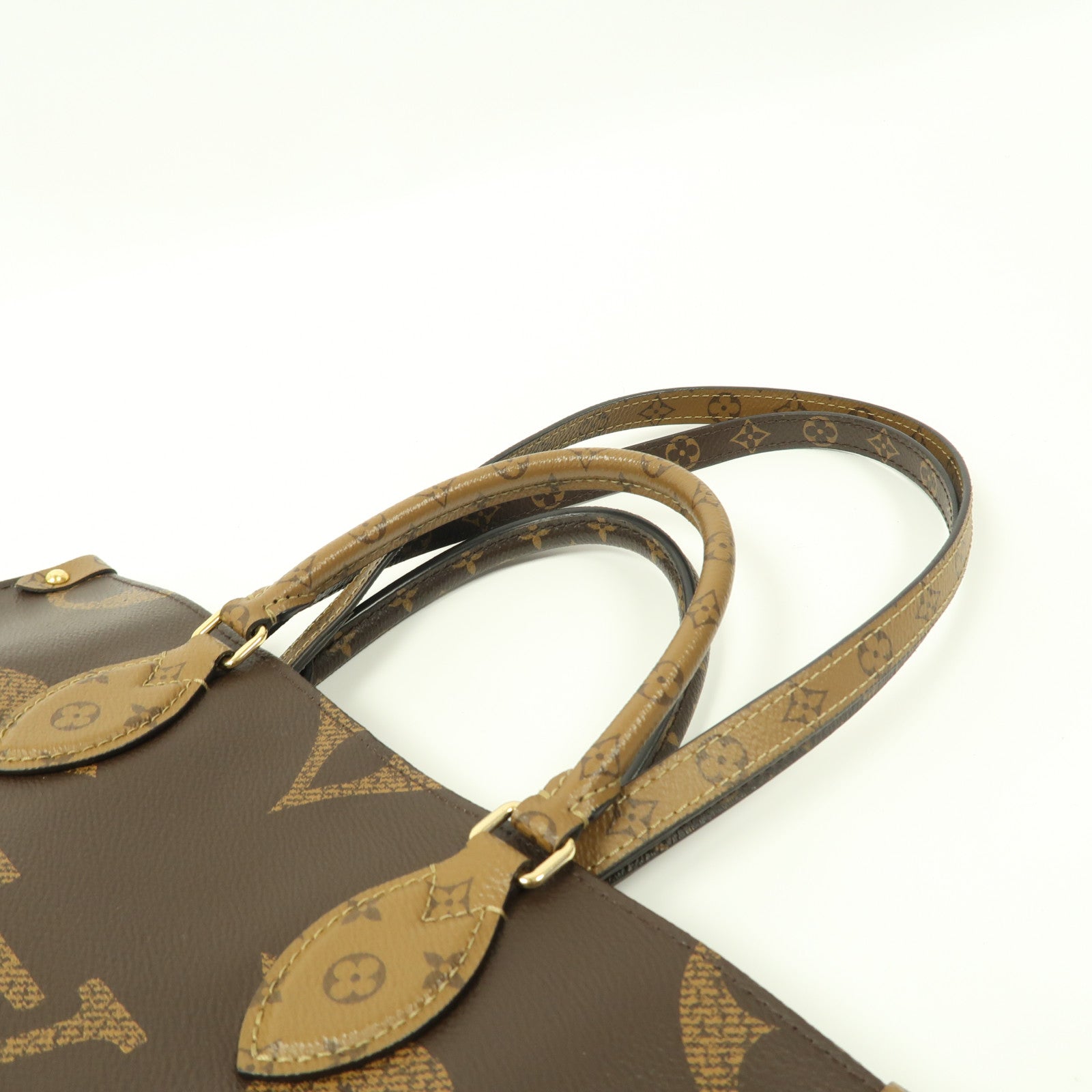 LOUIS VUITTON Monogram On The Go MM金扣手挽肩背兩用袋啡色