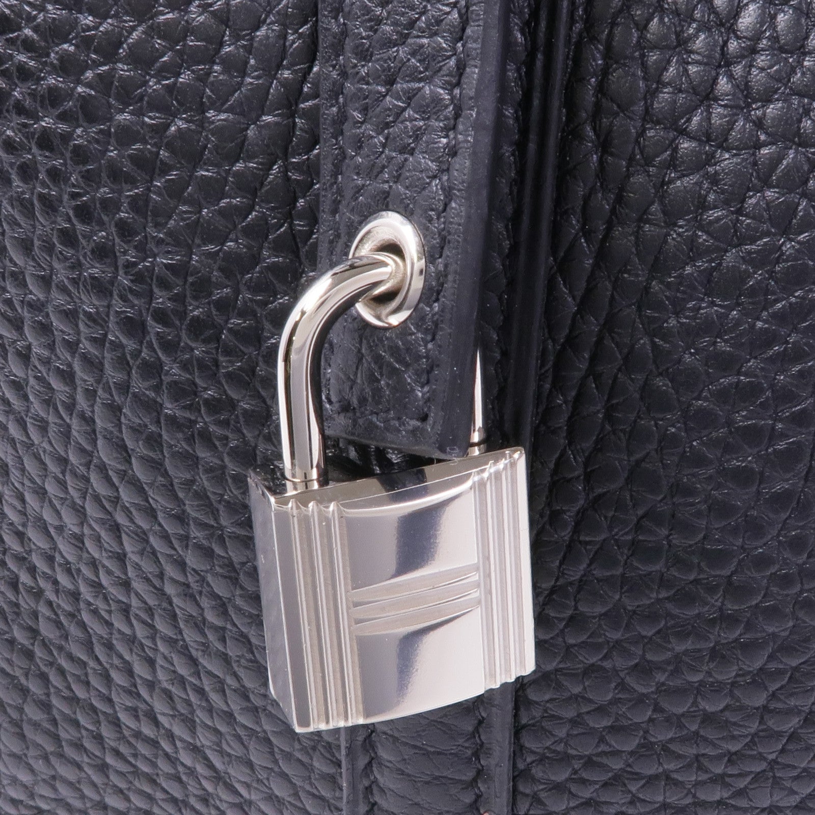 HERMES Clemence皮革Picotin MM銀扣手挽袋89 Noir