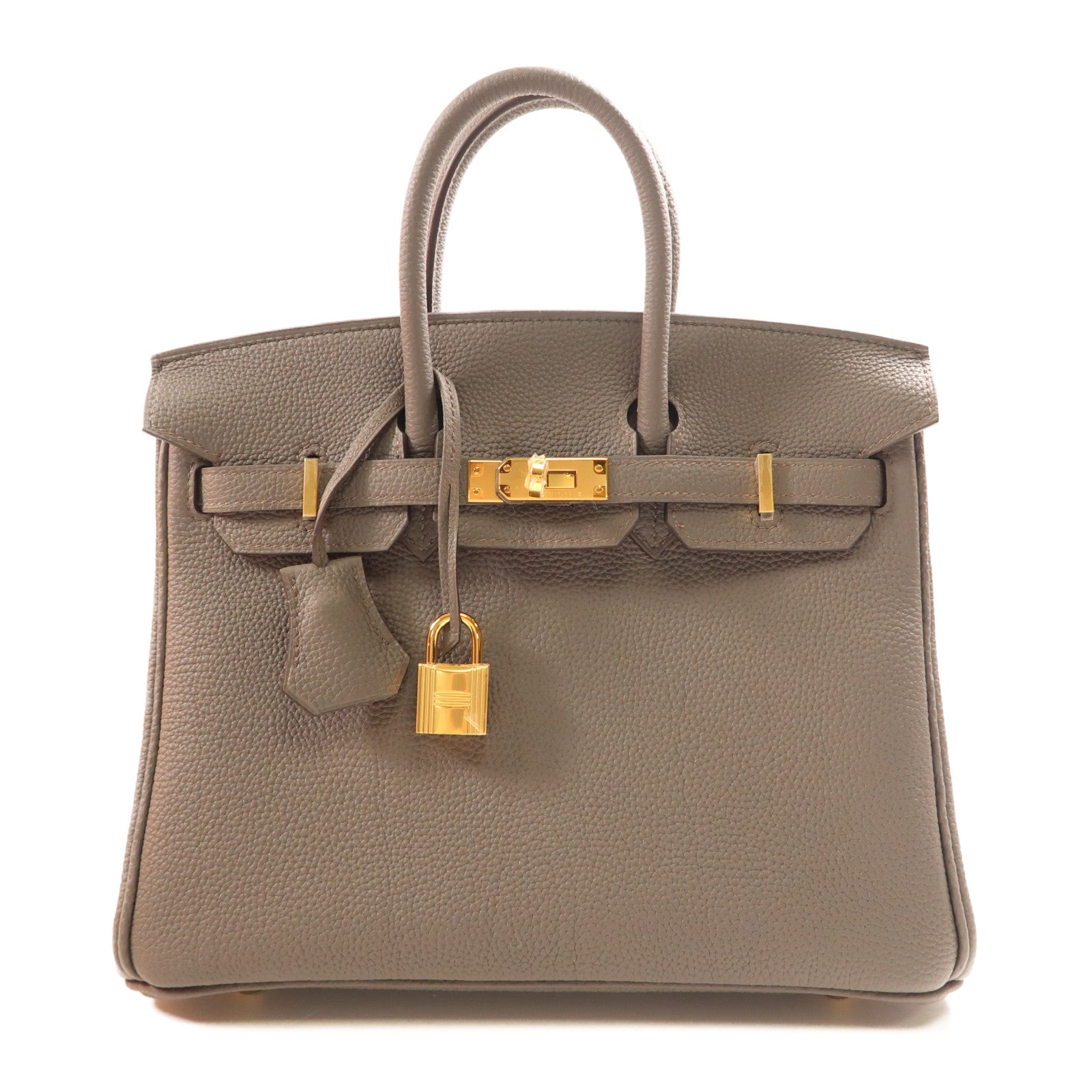 HERMES Togo皮革Birkin 25金扣手挽袋Gris Etain