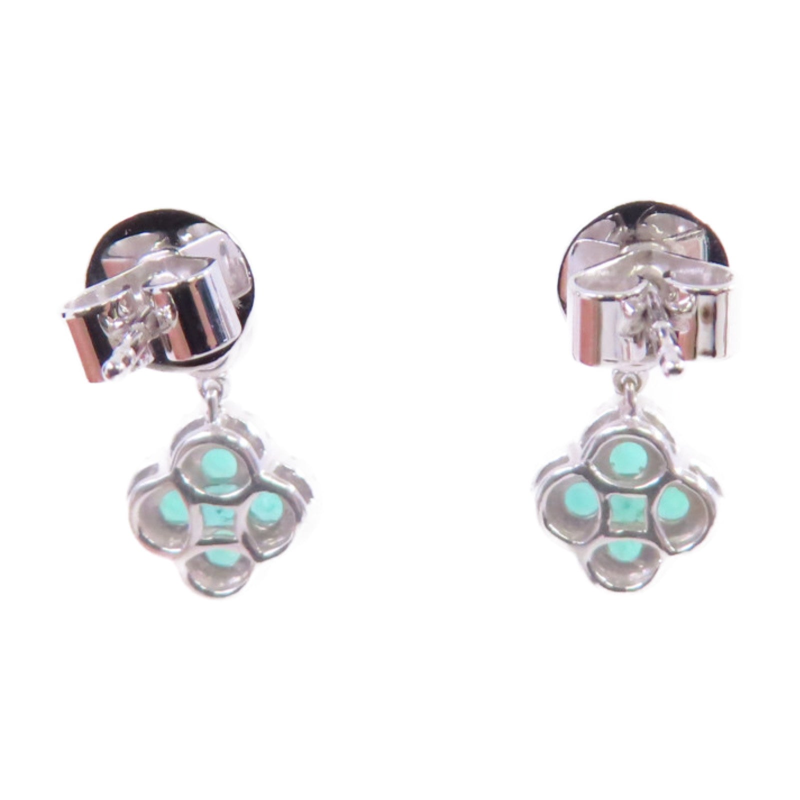 JEWELRY 18K白金Diamond/Emerald Earrings 0.48ct鑽石/0.24ct綠寶石耳環