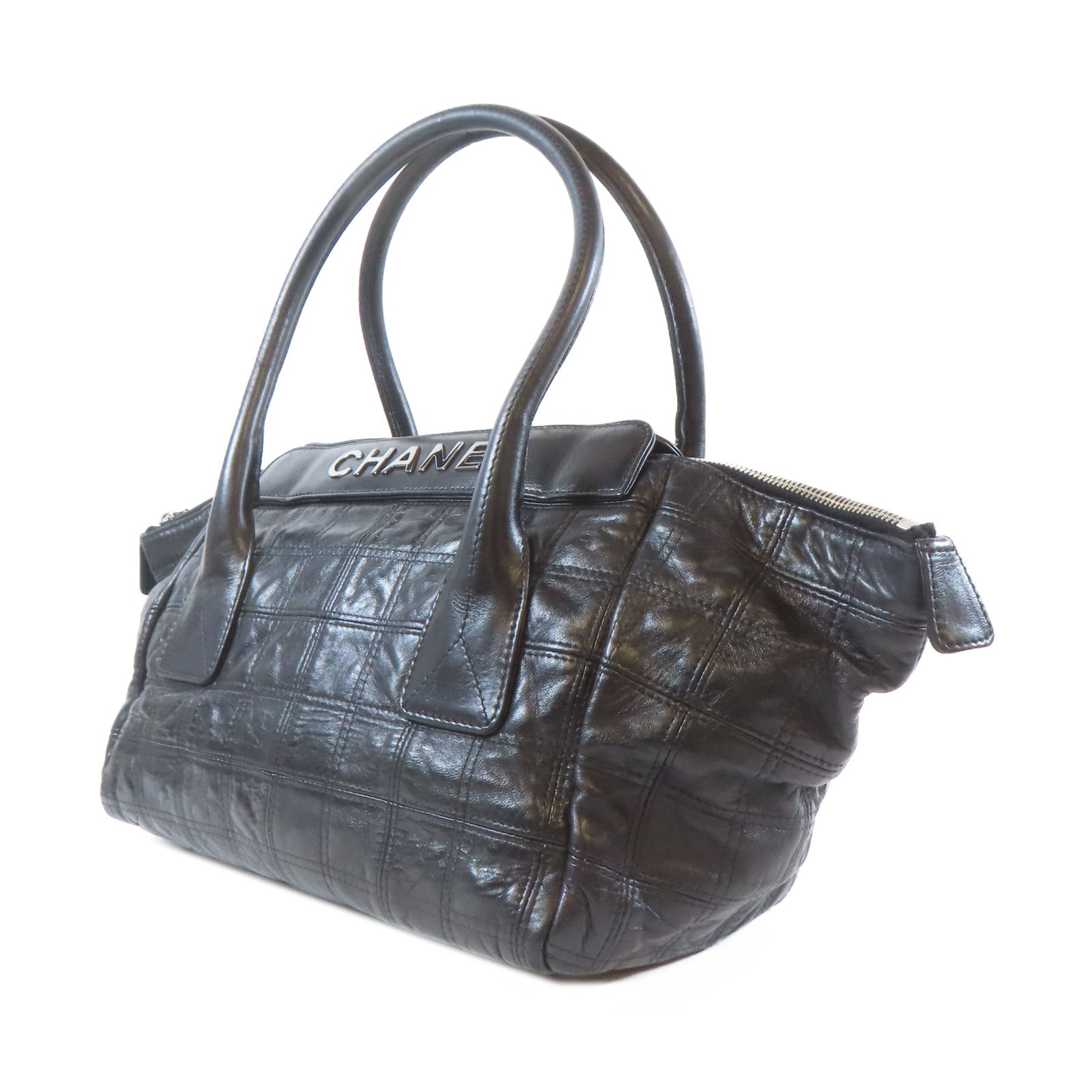CHANEL 【激減優惠】牛皮皮革Tote Bag銀扣手挽袋黑色