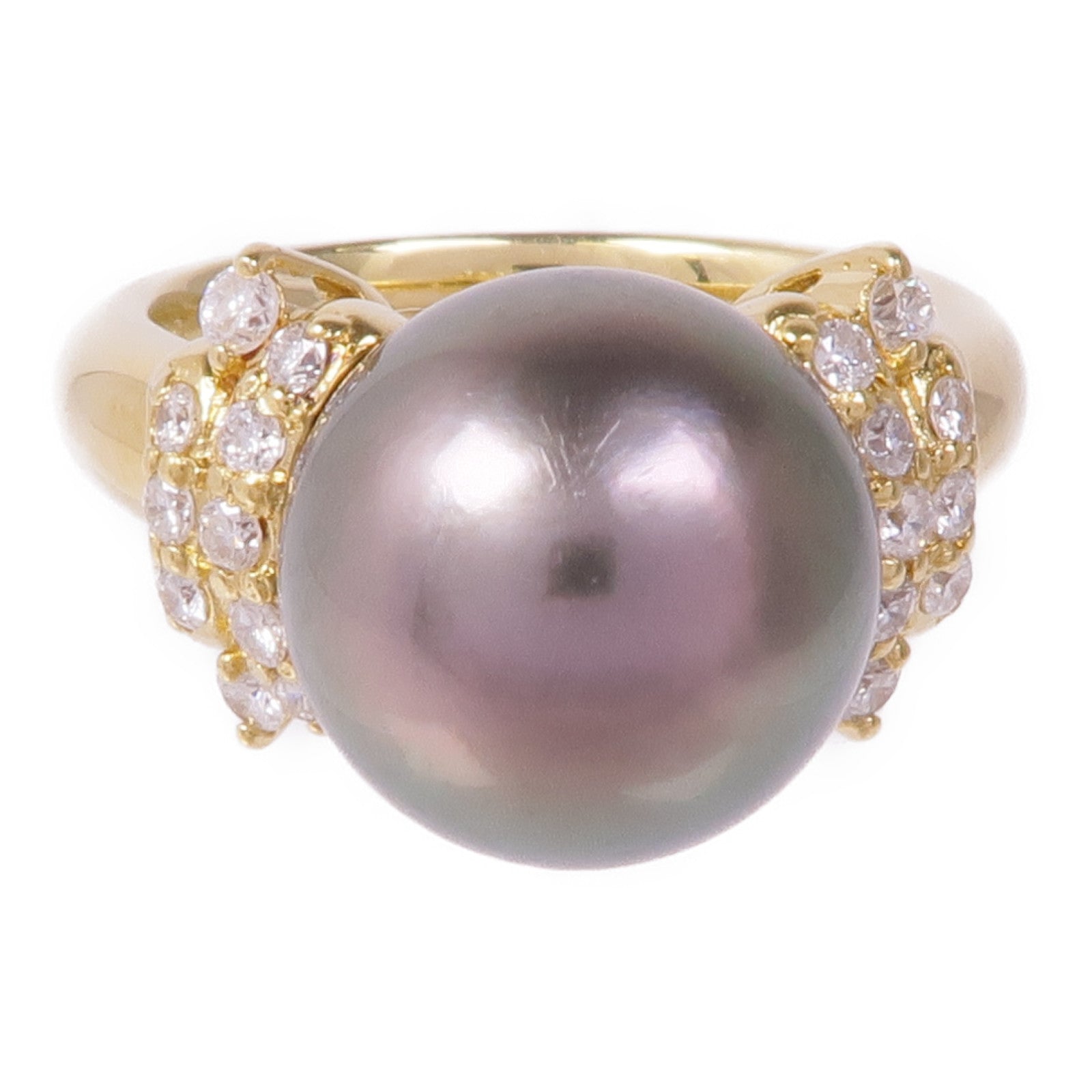 JEWELRY 【激減優惠】18K黃金Pearl Diamond Ring珍珠/鑽石戒指US#6