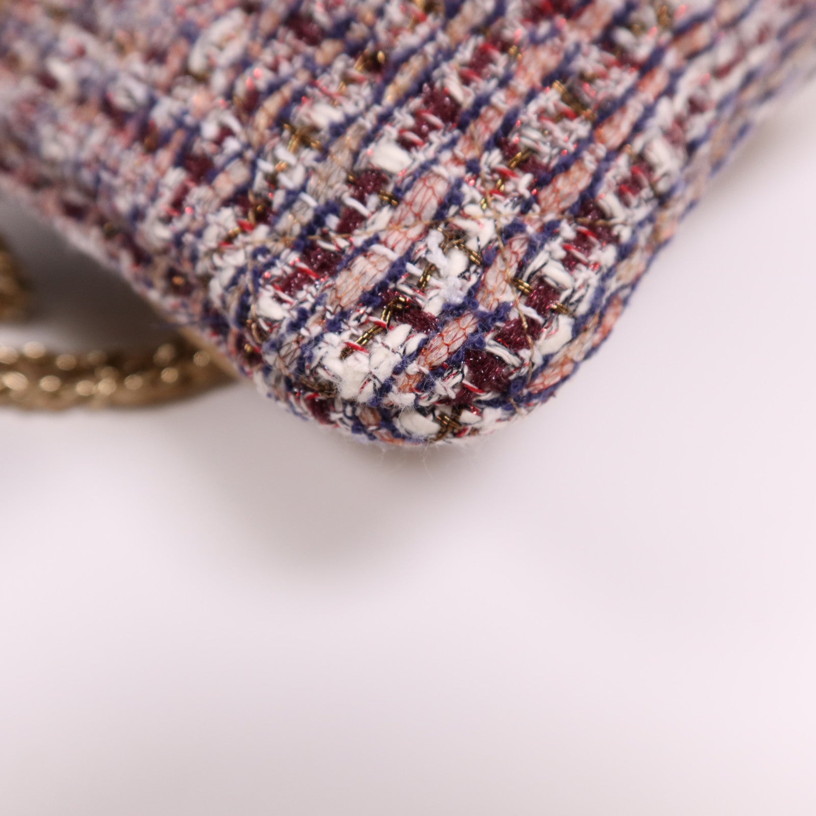 CHANEL 斜紋軟呢/羊皮皮革Chain Shoulder Bag金扣鏈帶肩背袋