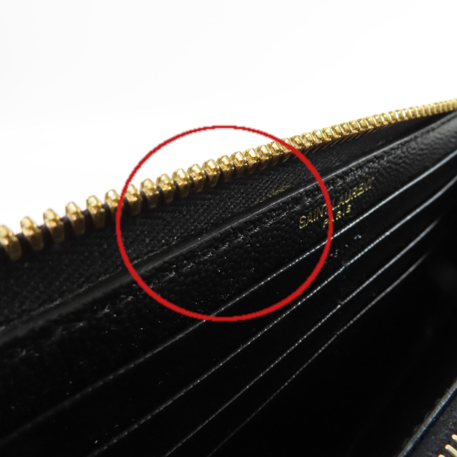 SAINT LAURENT 斜紋牛皮皮革Long Wallet金扣拉鏈長錢包黑色