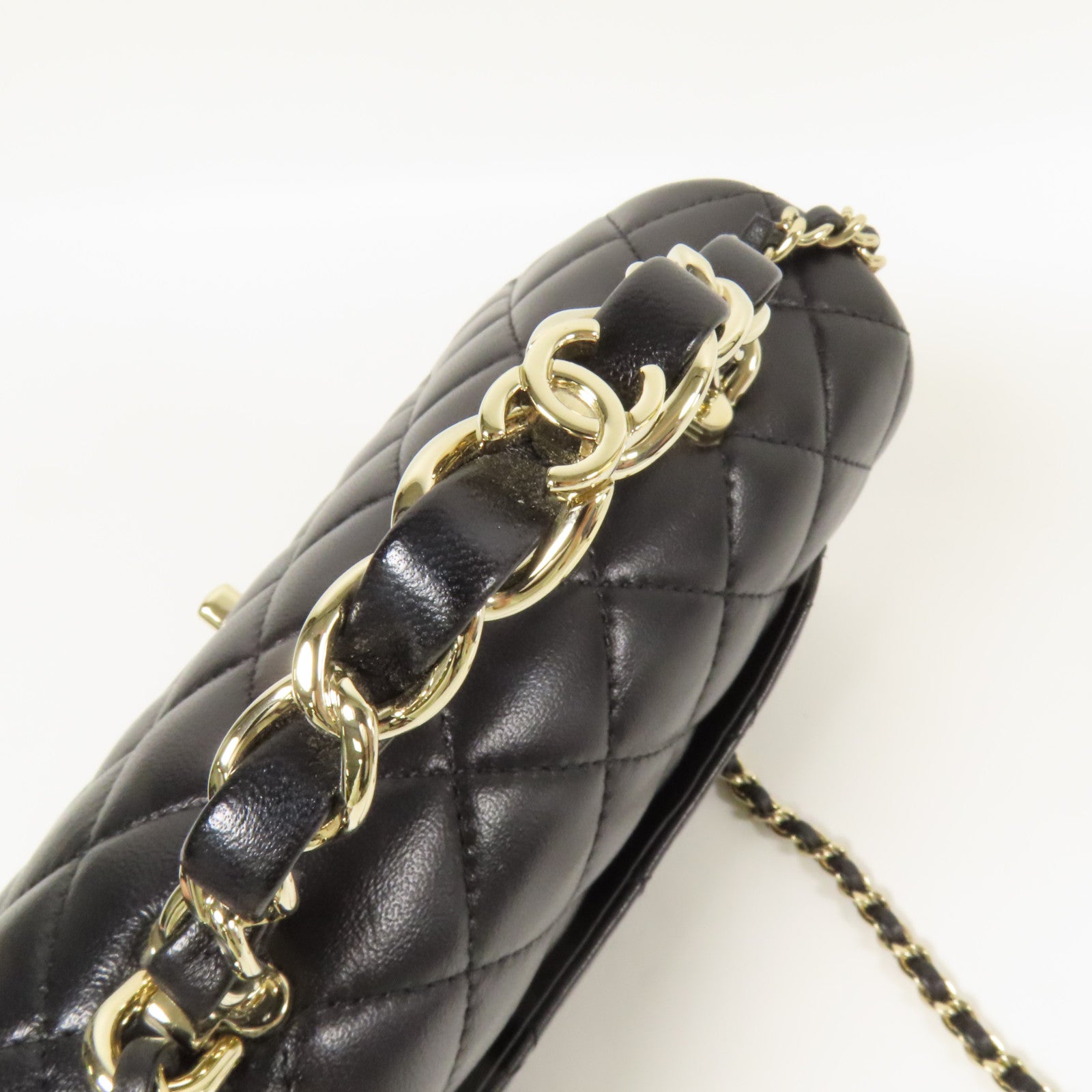 CHANEL 羊皮皮革23K Top Handle金扣手挽肩背兩用袋