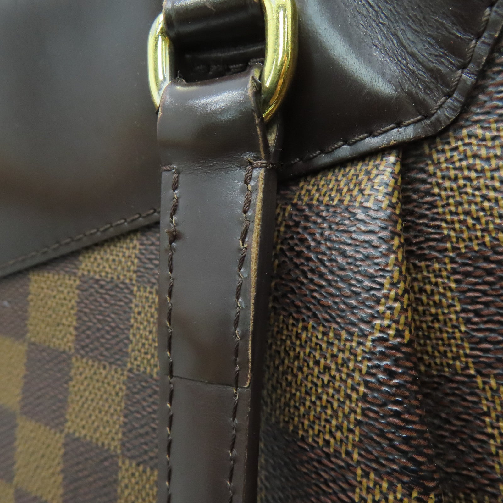 LOUIS VUITTON Damier Westminster GM gold buckle shoulder bag brown