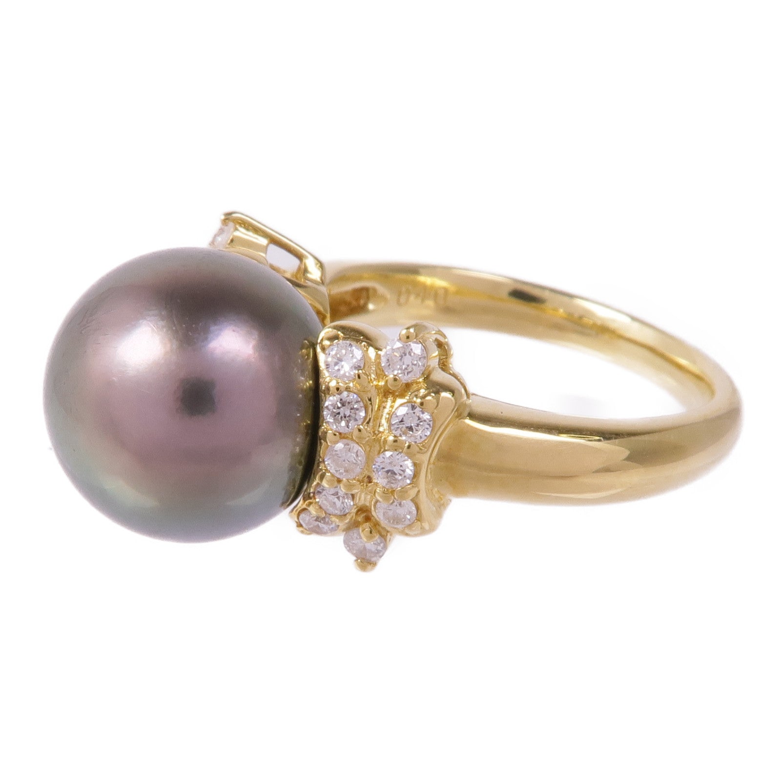 JEWELRY 【激減優惠】18K黃金Pearl Diamond Ring珍珠/鑽石戒指US#6