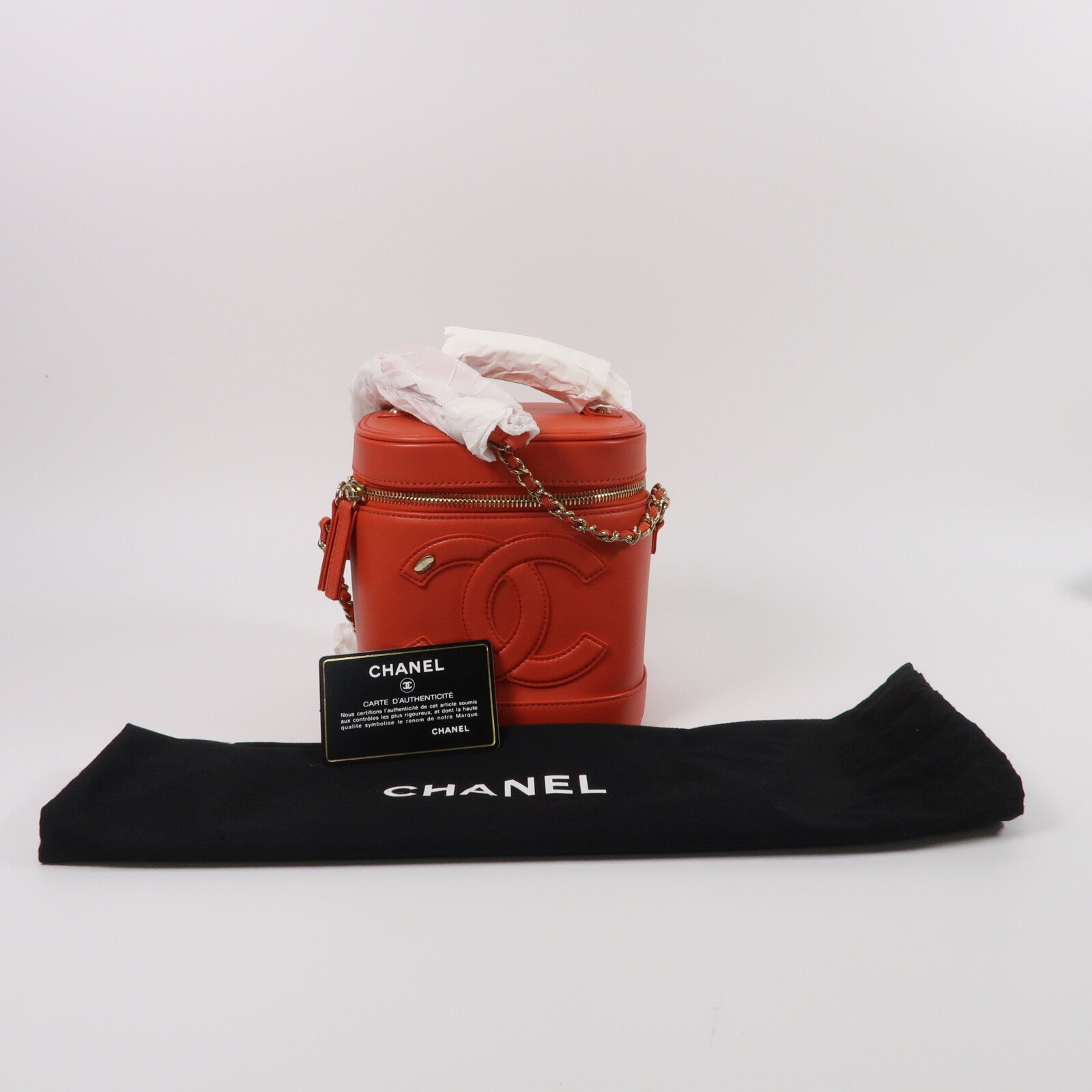 CHANEL 羊皮皮革Vanity Case鏈帶手挽肩背兩用袋