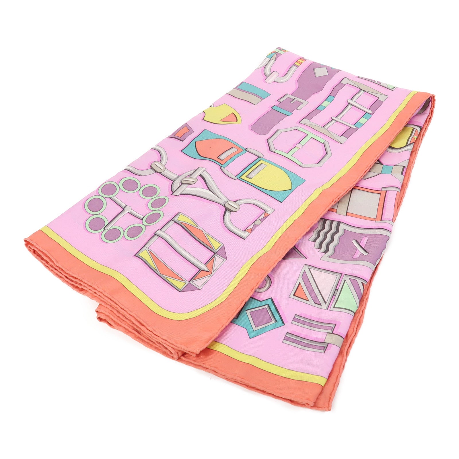 HERMES 【激減優惠】絲質Scarf 90x90絲巾粉紅色