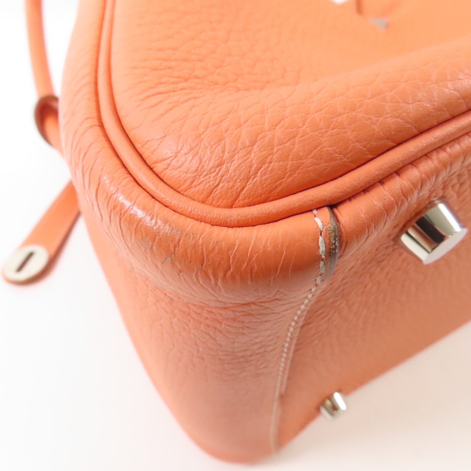 HERMES 【激減優惠】Clemence皮革Lindy 30銀扣肩背袋Flamingo