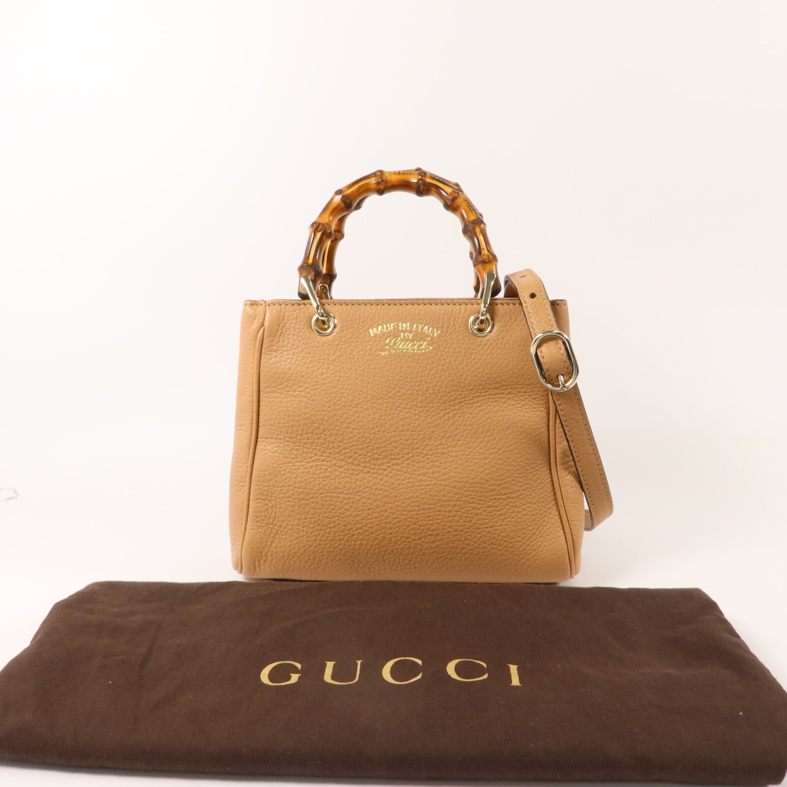 GUCCI 牛皮皮革Bamboo 2 Way Shoulder手挽肩背兩用袋