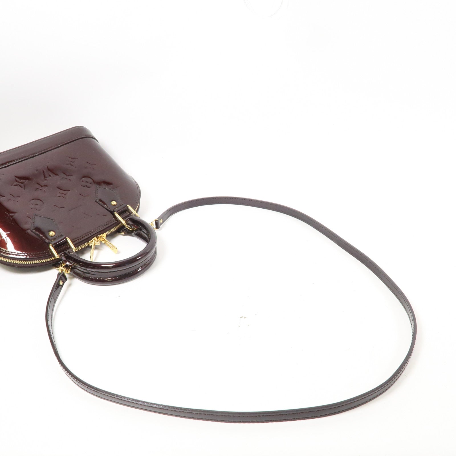 LOUIS VUITTON Vernis Alma BB金扣手挽肩背兩用袋酒紅色