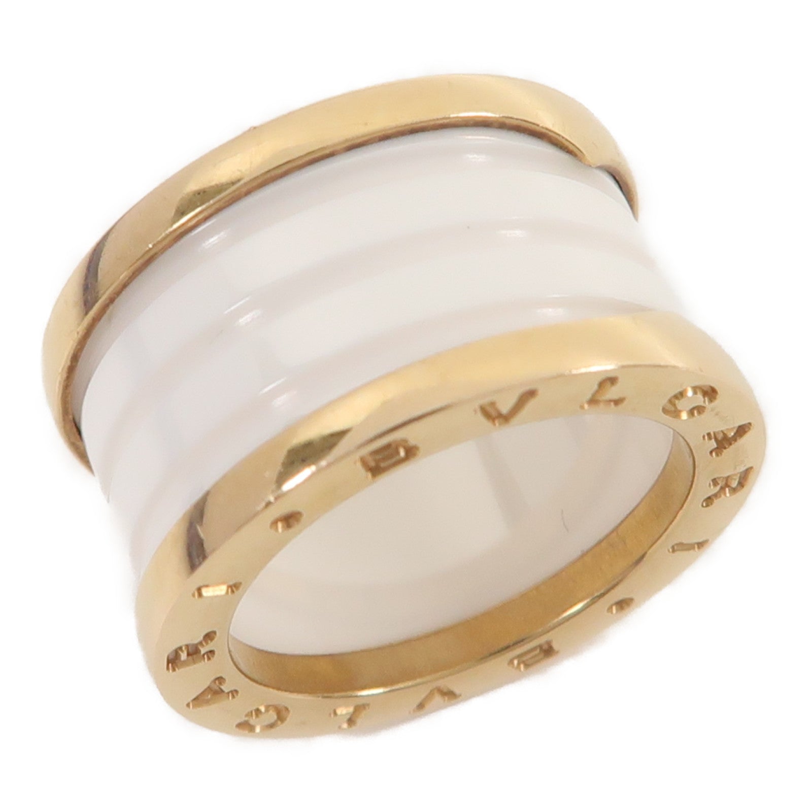 BVLGARI 18K玫瑰金/陶瓷B.zero1 Ring戒指US#5