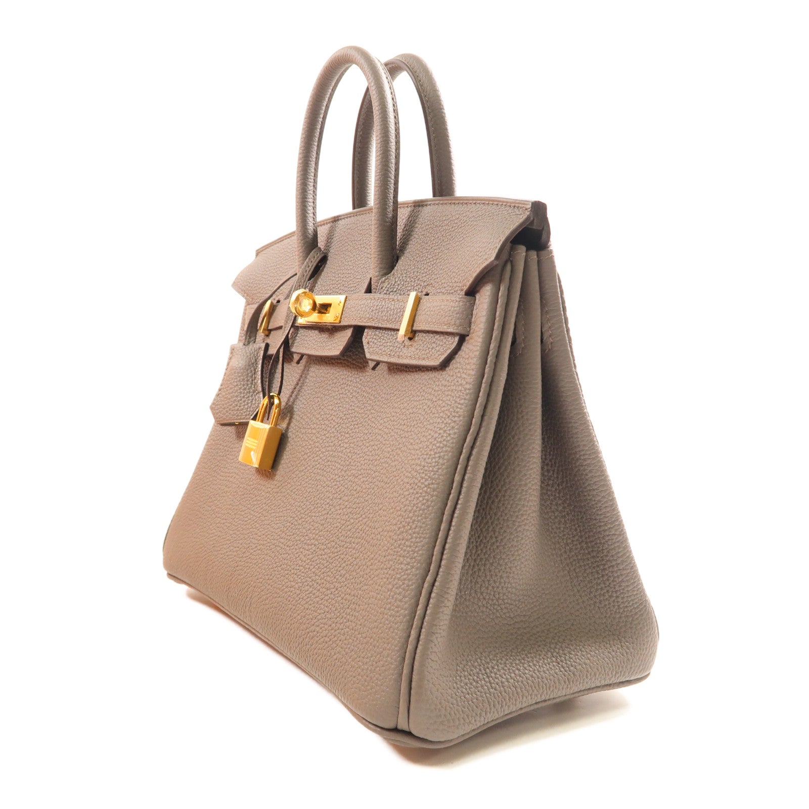HERMES Togo皮革Birkin 25金扣手挽袋Gris Etain