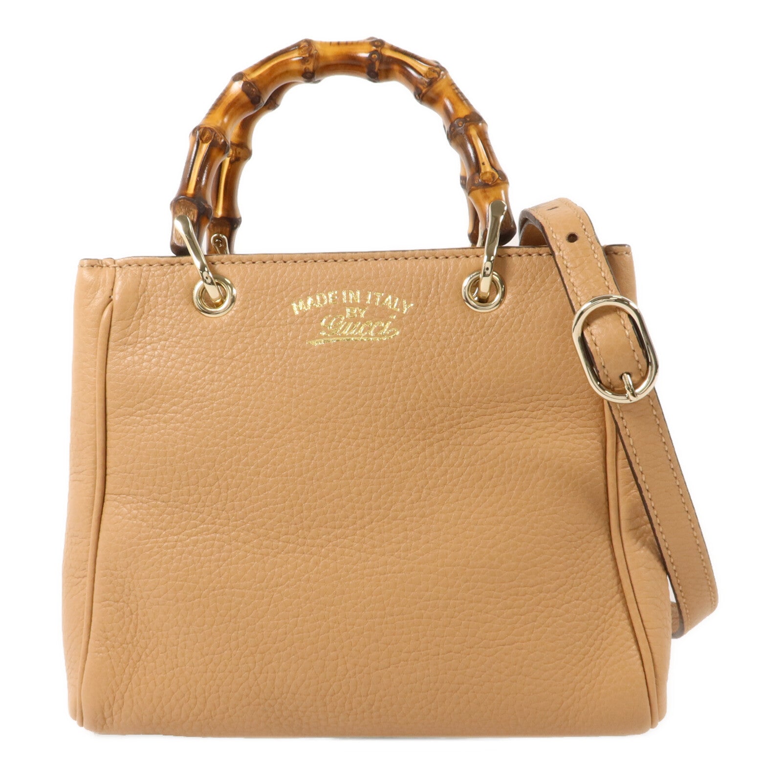 GUCCI 牛皮皮革Bamboo 2 Way Shoulder手挽肩背兩用袋