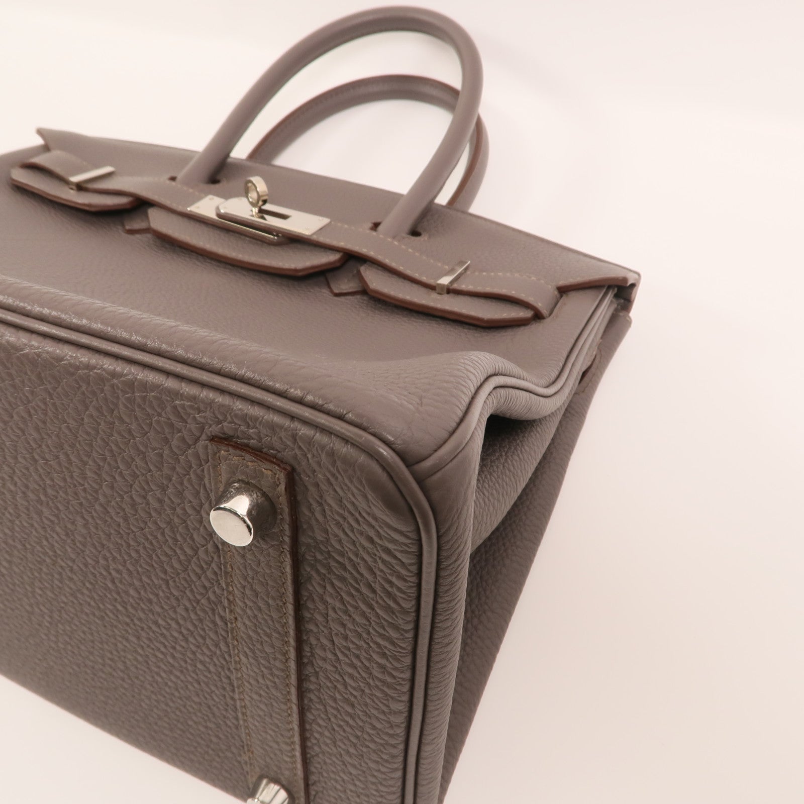 HERMES Togo皮革Birkin 30銀扣手挽袋Etain